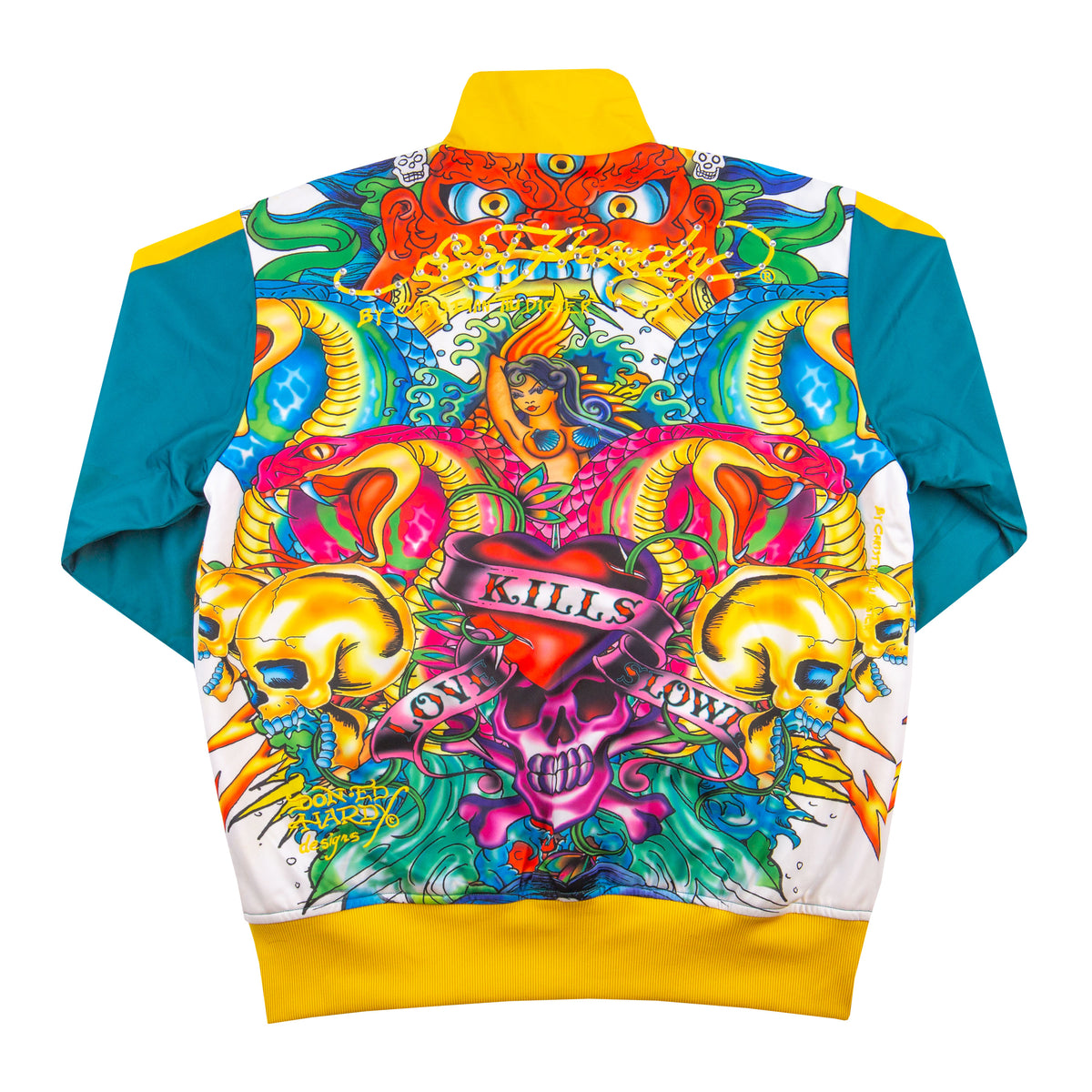 【美品】ED HARDYエドハーディ ベイビーデビル ダメージドタンクトップ黄色 6-8才】エドハーディー109 スカル（ドクロ） Tシャツ (Ed Hardy
