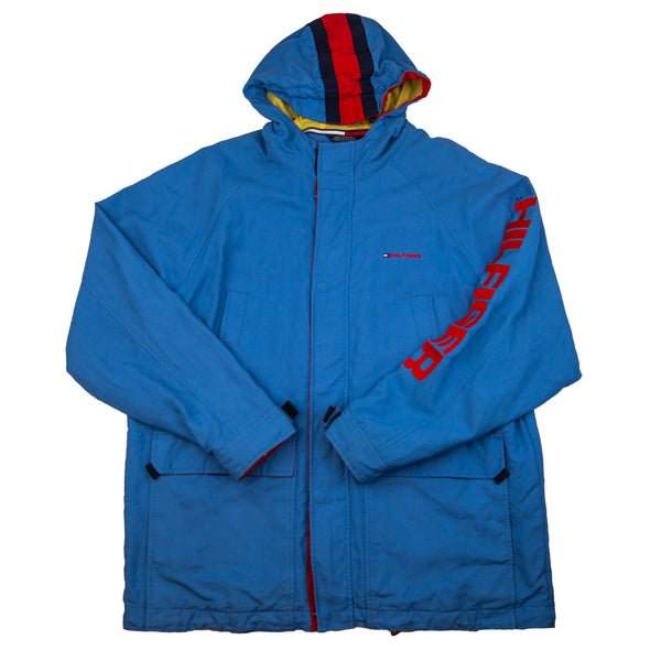 Vintage Blue Tommy Hilfiger Hooded Zip Jacket (2000's)