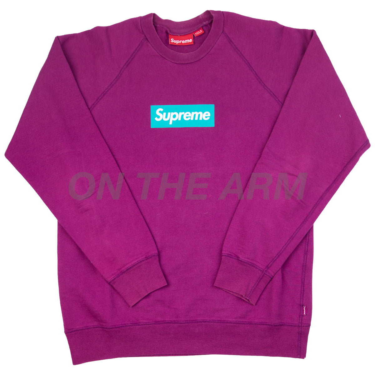 Supreme 2007 Teal Screenprint Box Logo Crewneck USED On The Arm