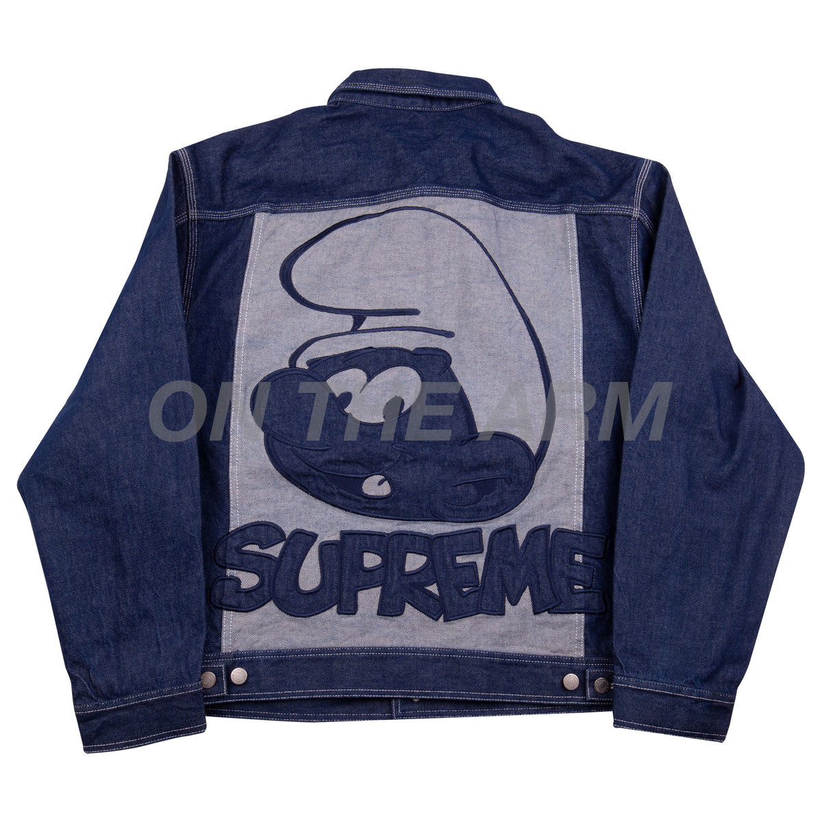 Supreme Blue Smurfs Denim Jacket – On The Arm