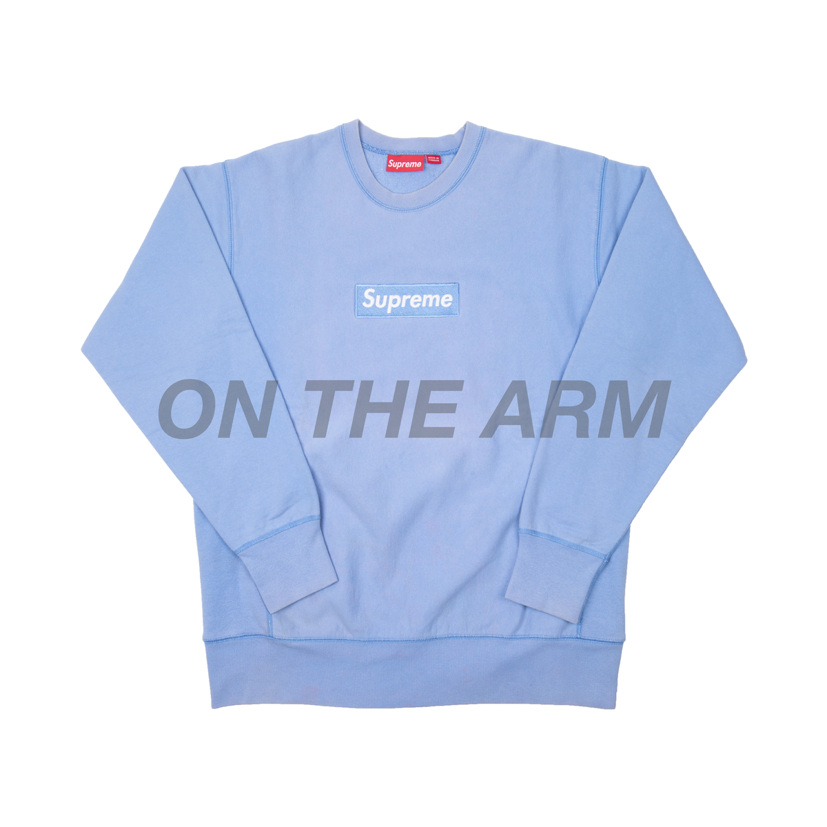 Supreme Baby Blue Box Logo Crew On The Arm