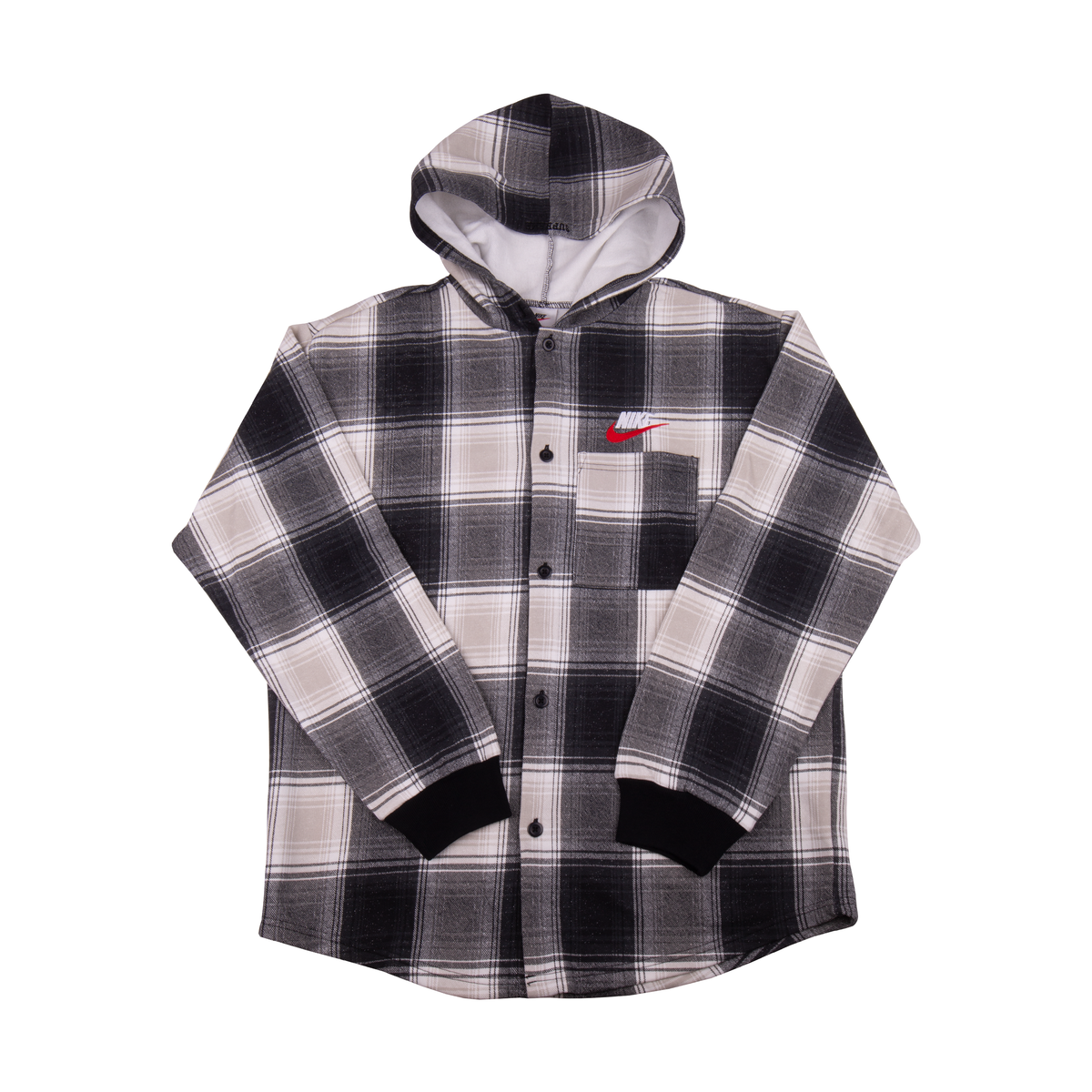 Supreme Nike Black Flannel Hoodie On The Arm