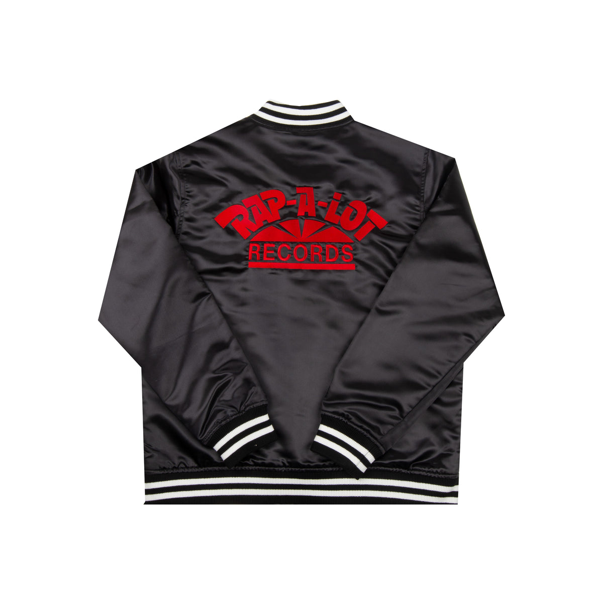 Supreme Black Rap A Lot Records Satin Varsity Jacket – On The Arm