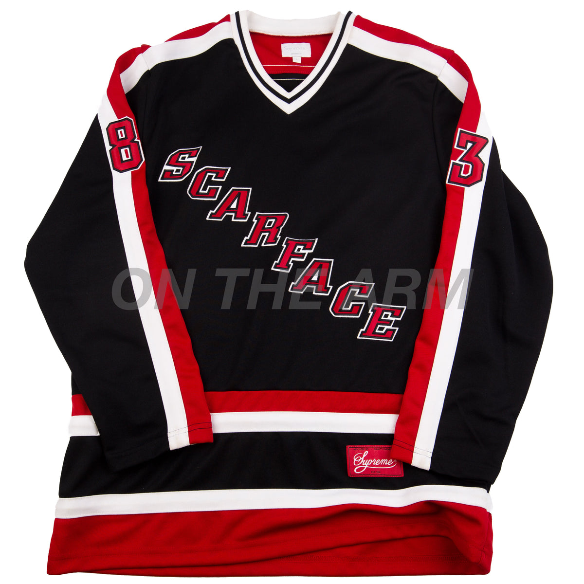 Supreme Black Scarface Embroidered Synthetic Paneled Hockey Jersey L  Supreme
