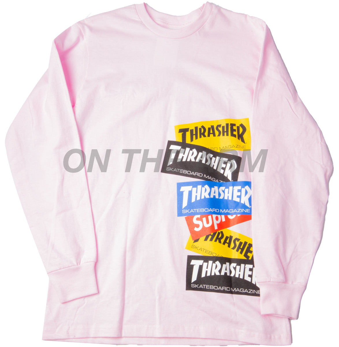 Supreme Pink Thrasher Multi Logo L/S – On The Arm