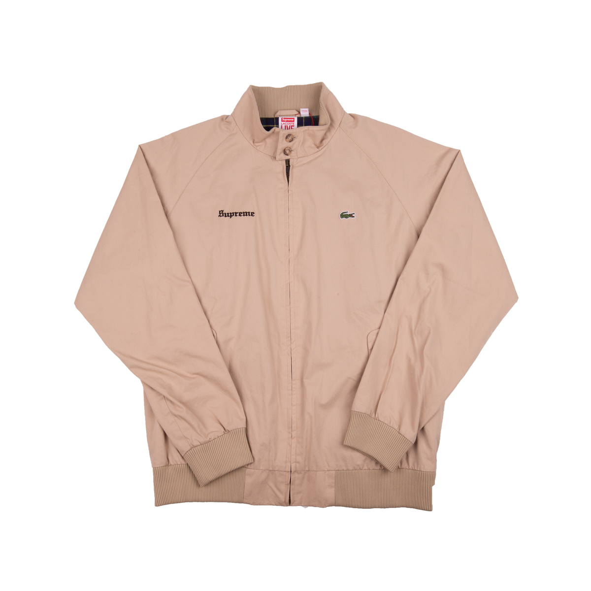 Supreme Lacoste Tan Harrington Jacket On The Arm