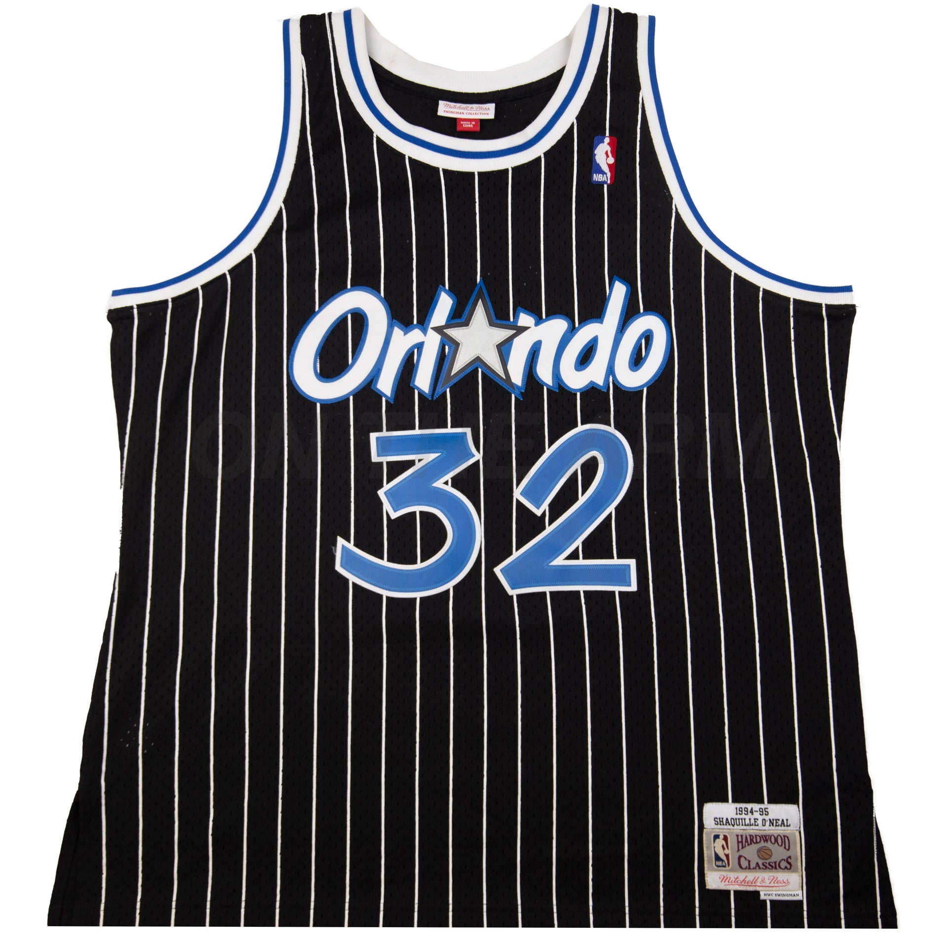 Vintage Black Pinstripe Magic Shaq Mitchell & Ness Swingman Jersey