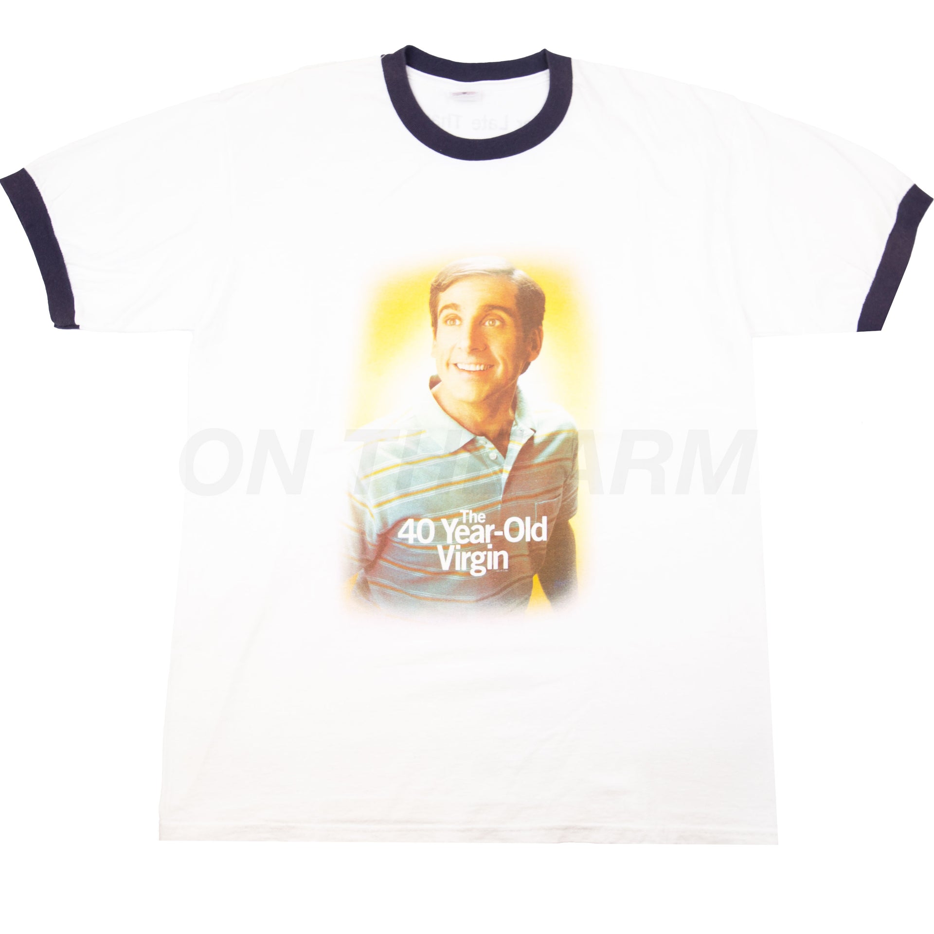 Vintage White/Navy 40 Year Old Virgin Promo Ringer Tee (2005)