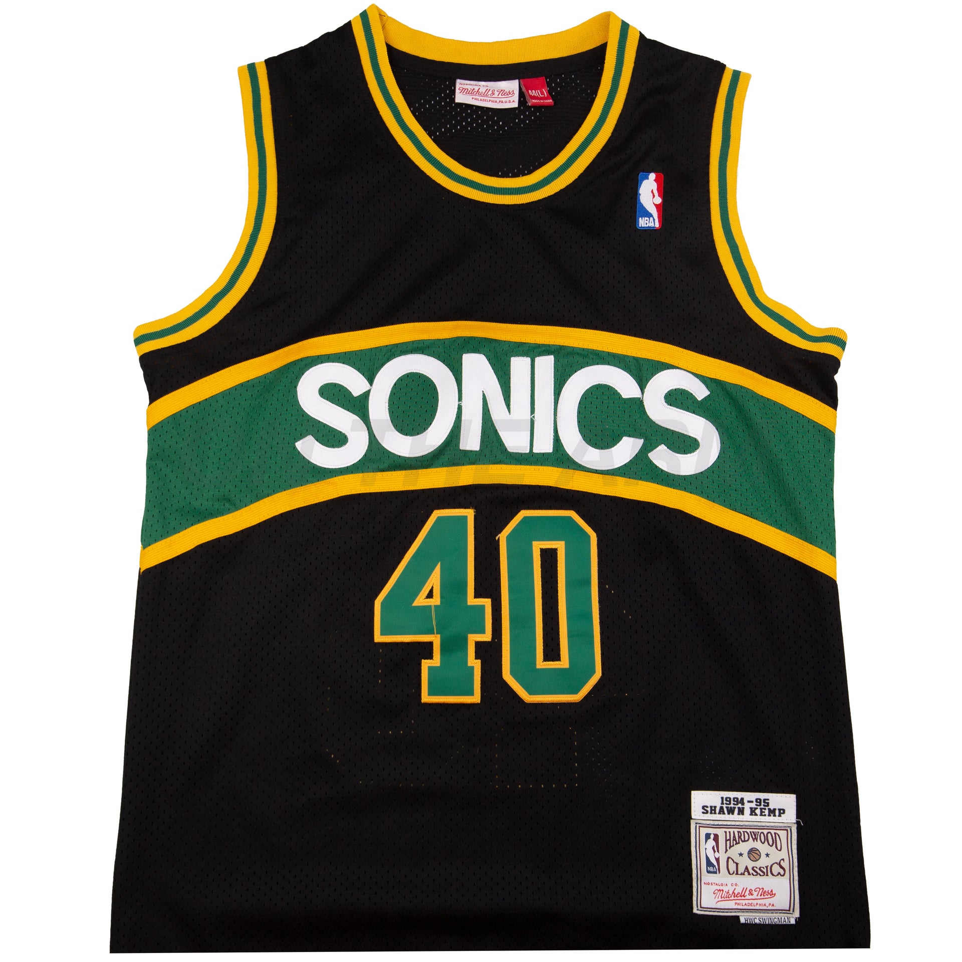 Vintage Black Supersonics Kemp Mitchell & Ness Swingman Jersey