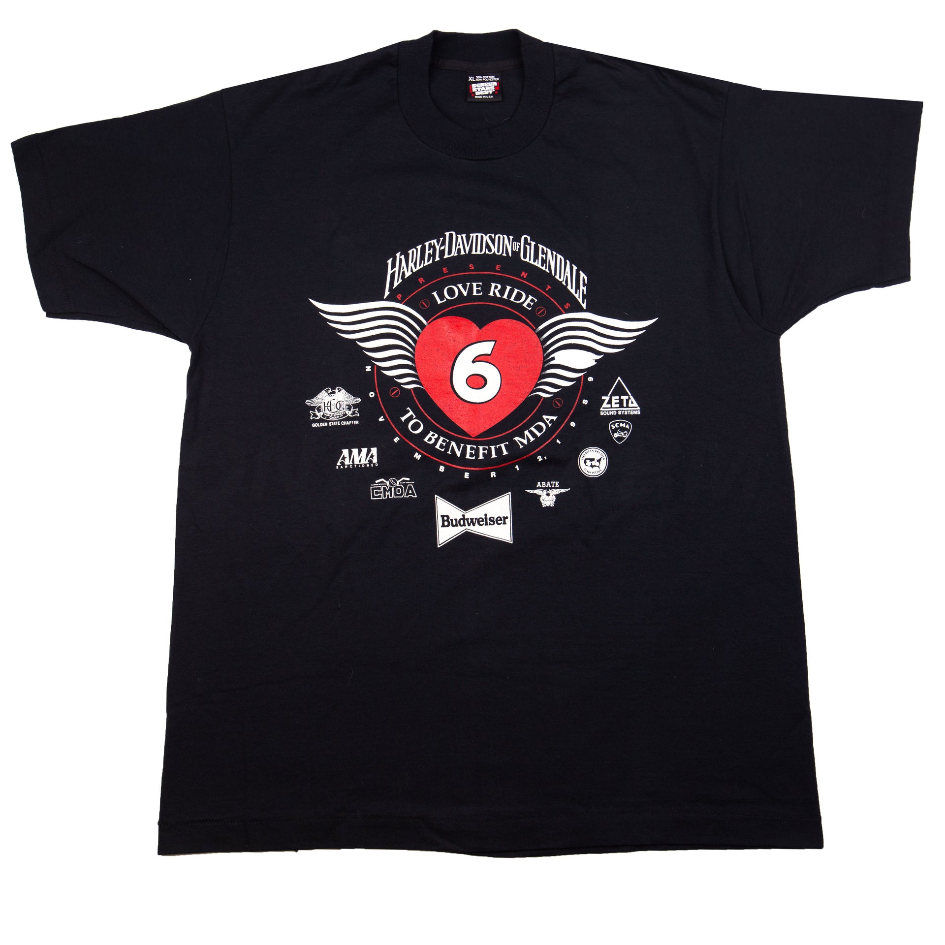 Vintage Black Harley Davidson Glendale Tee (1989)