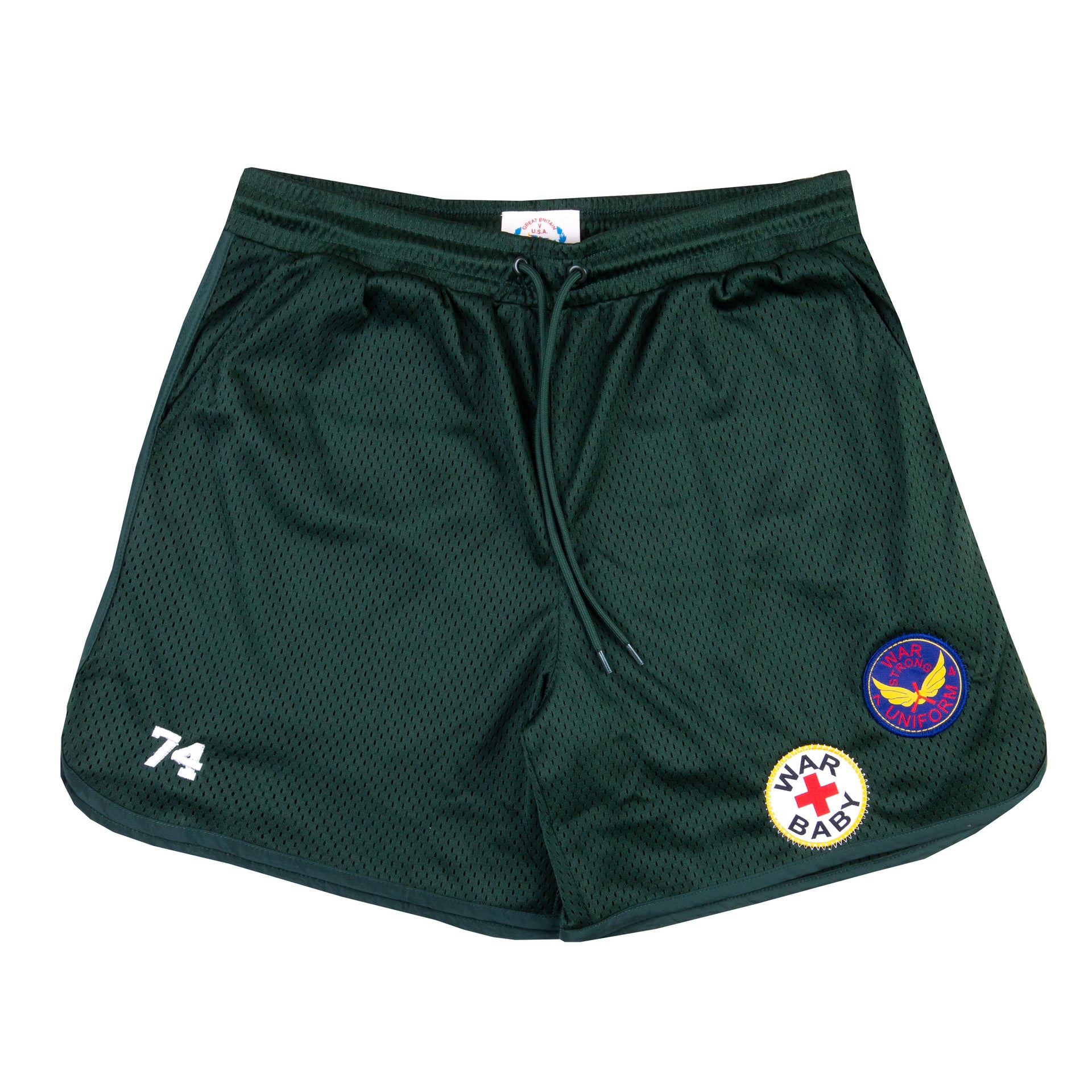 74 Is War Green Mesh Shorts