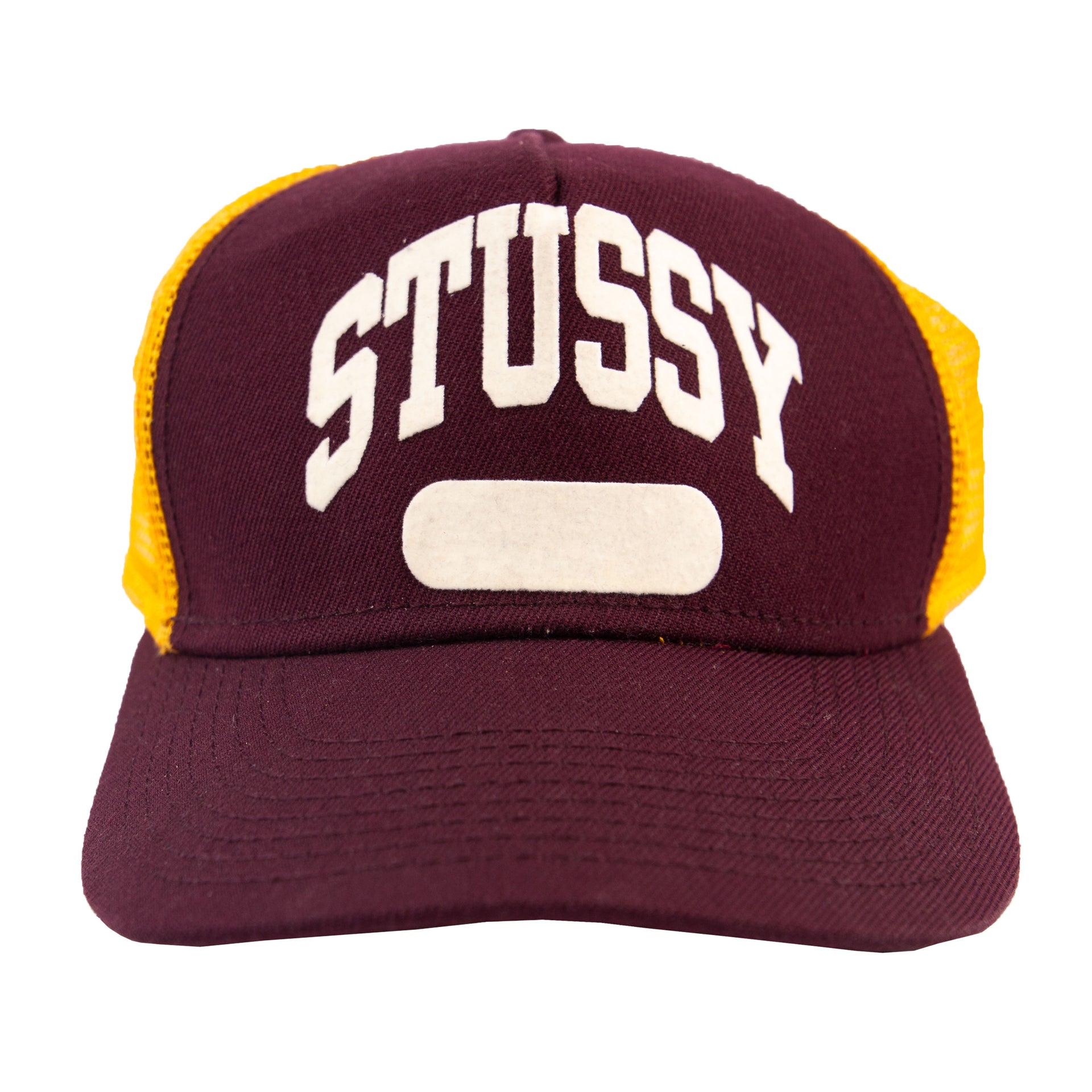 Vintage Stussy Maroon/Yellow Trucker Hat (1990's)