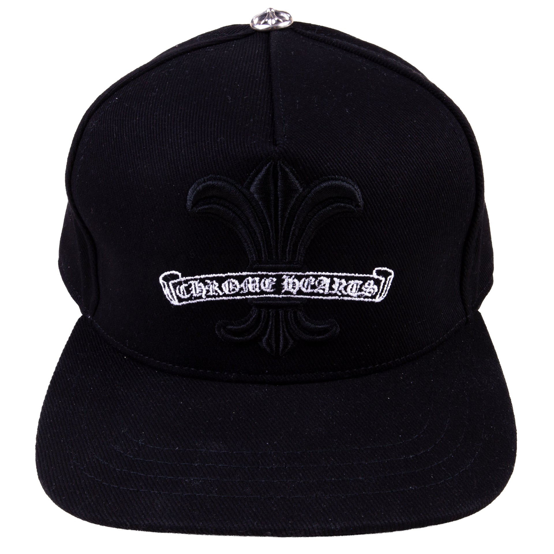 Chrome Hearts Black Denim Fleur De Lis Scroll Baseball Hat