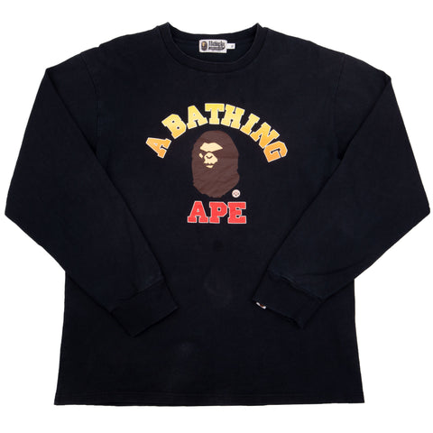 Bape Black Angry College L/S PRE-OWNED