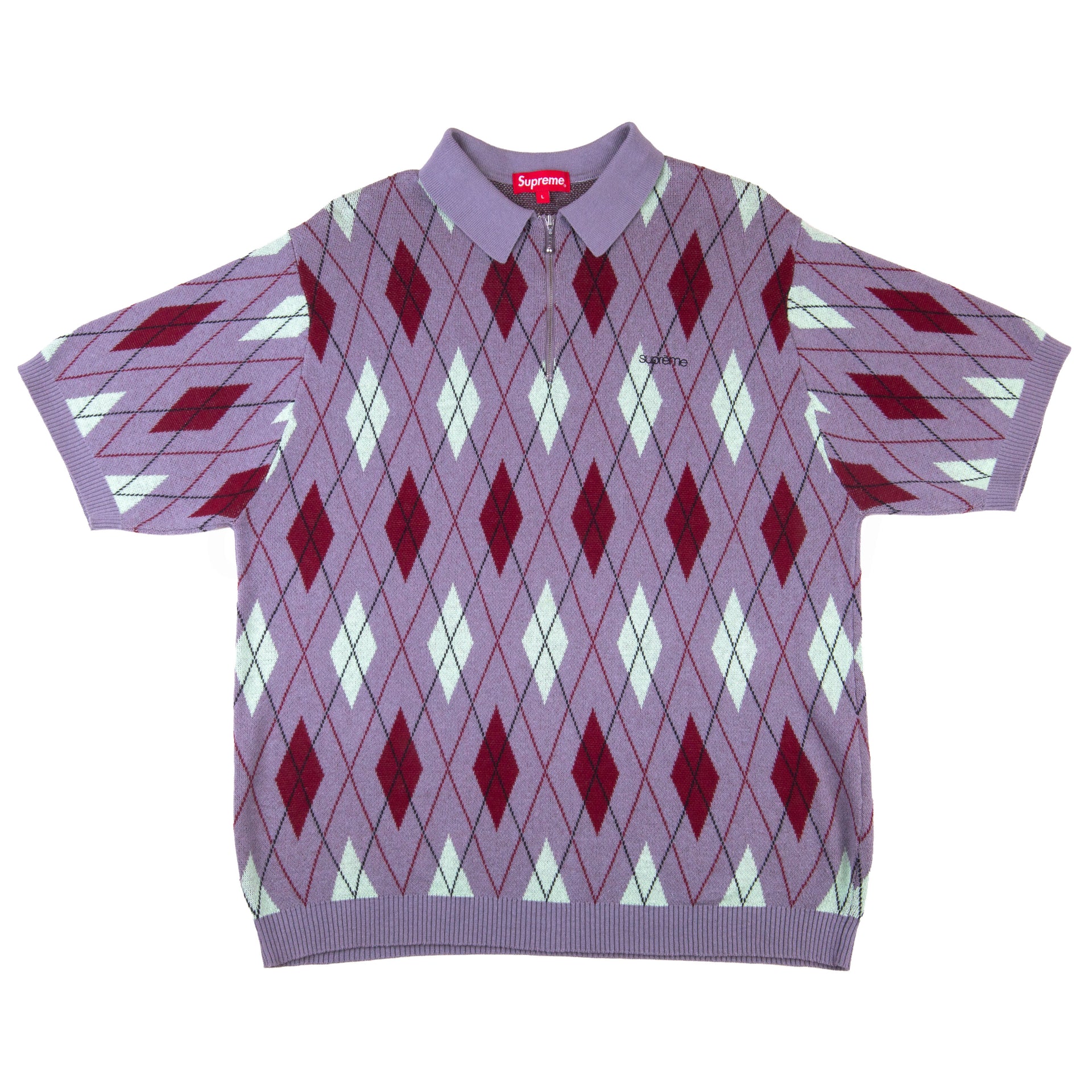 Supreme Purple Argyle Zip Polo PRE-OWNED