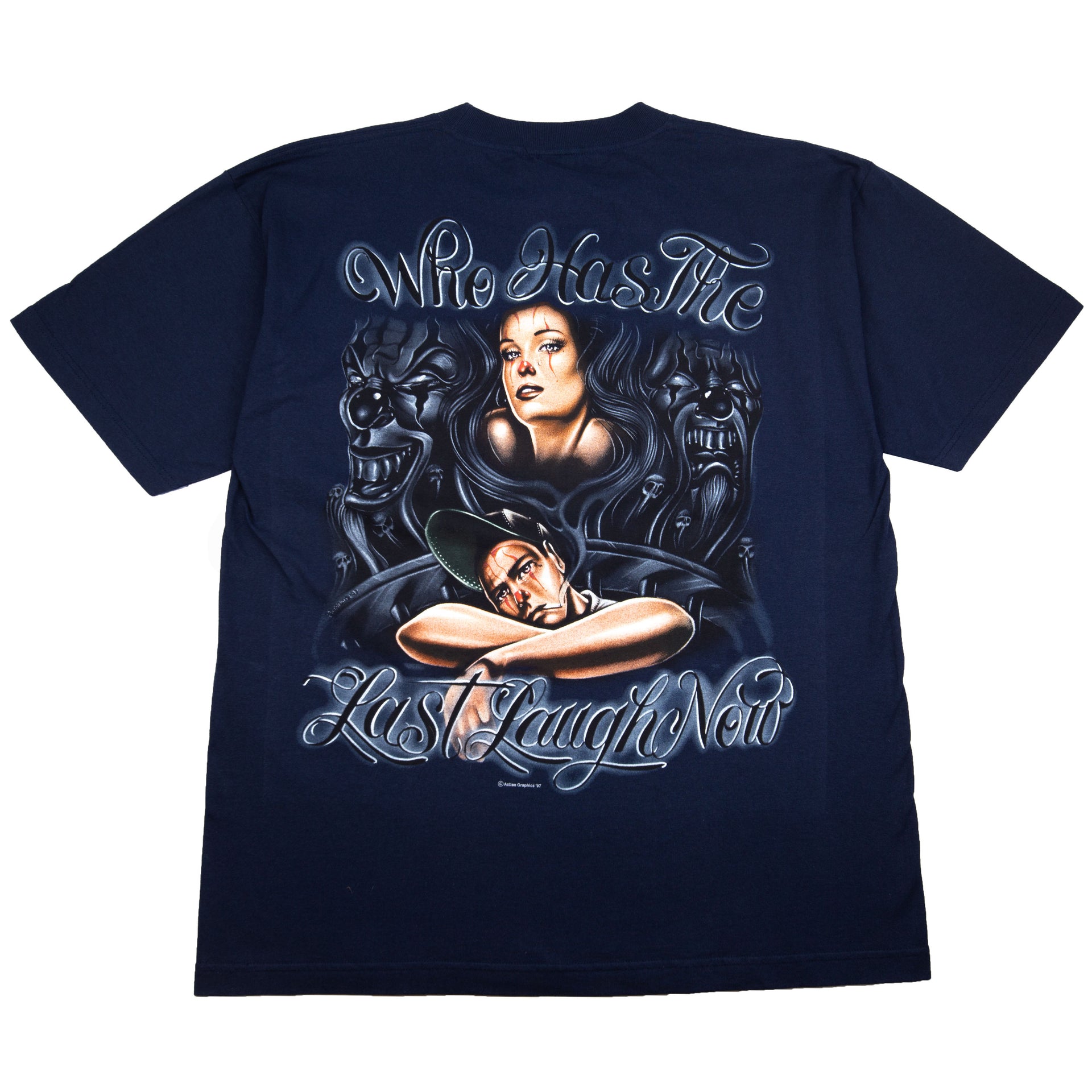 Vintage Navy Aztlan Chicano Last Laugh Tee (1997)