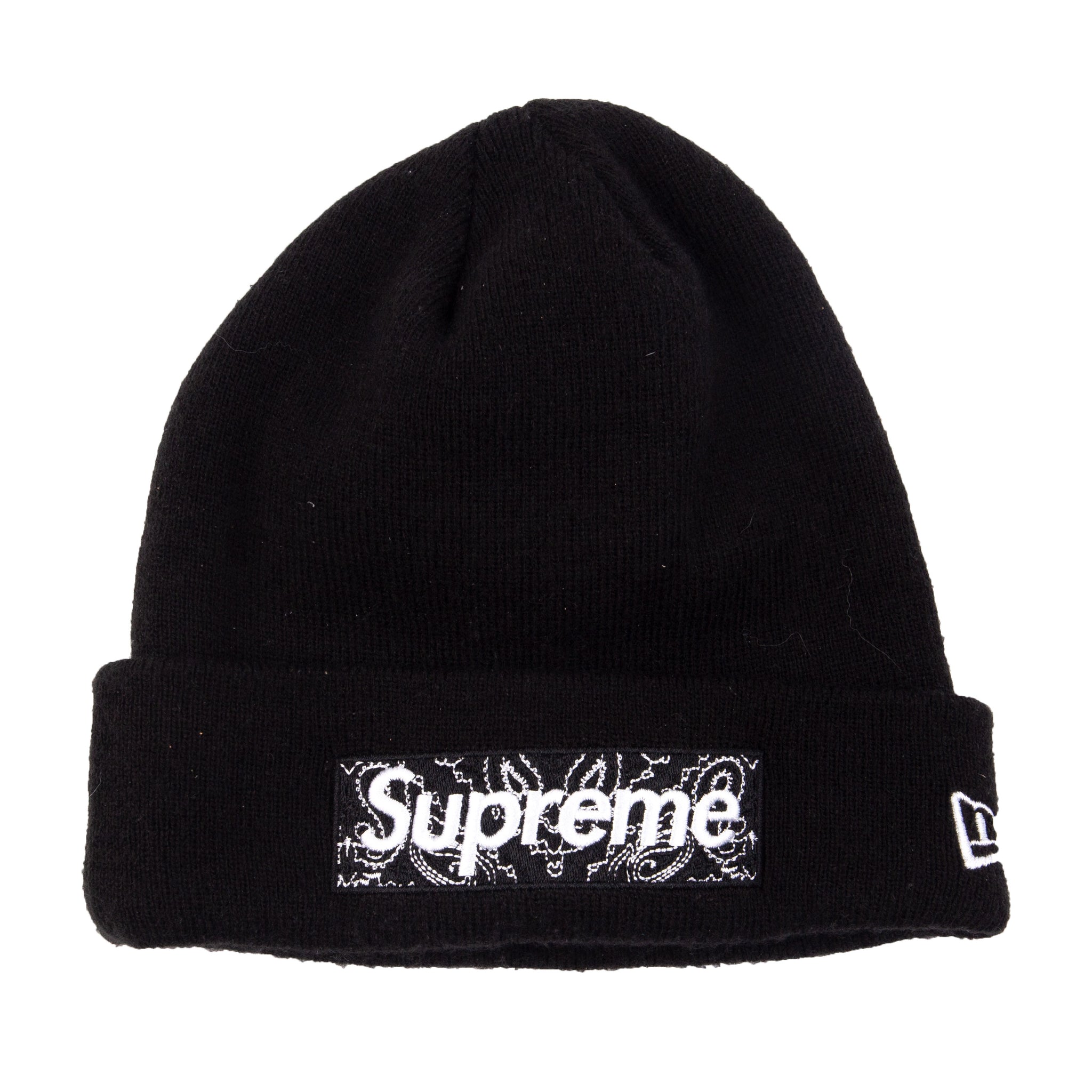 Supreme Black New Era Bandana Box Logo Beanie PRE-OWNED