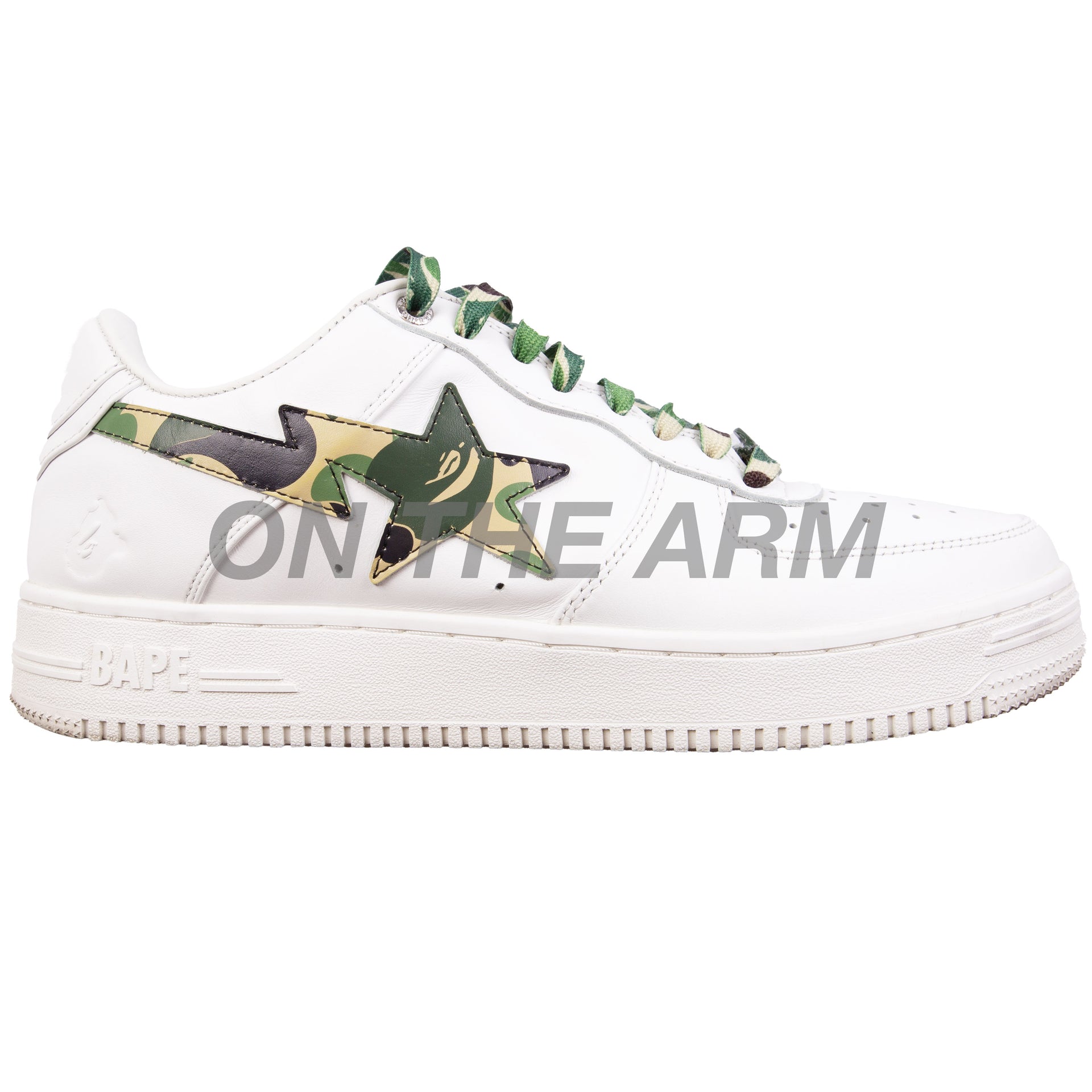 Bape White/Green ABC Camo Bapesta PRE OWNED