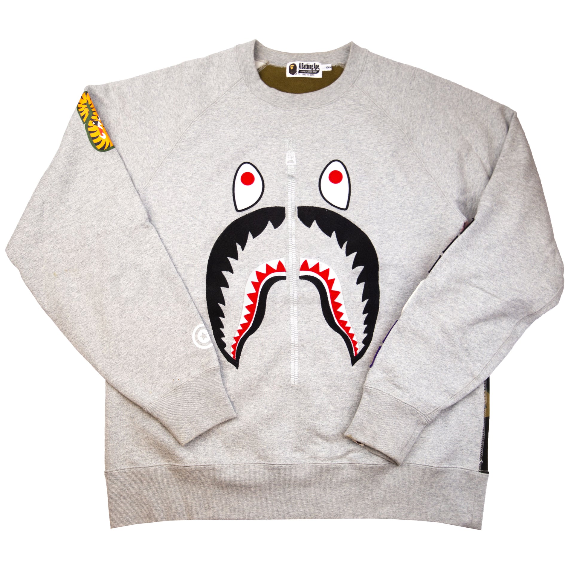 Bape Grey/Camo Shark Crew PRE-OWNED