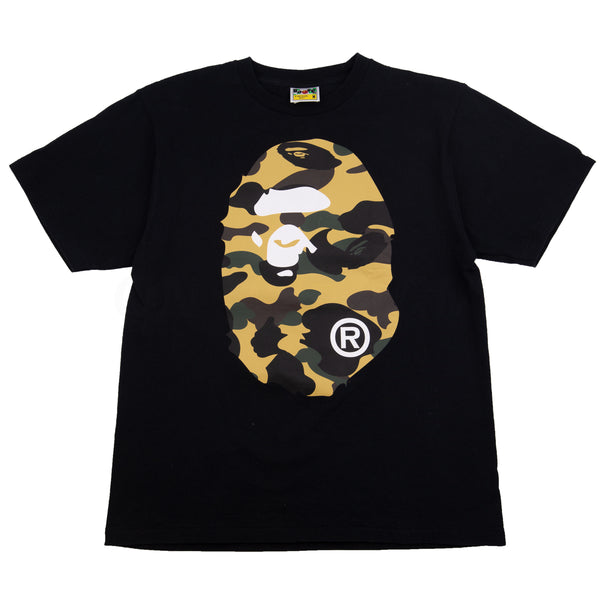 Bape Black/Yellow First Camo Big Ape Head Tee PRE-OWNED