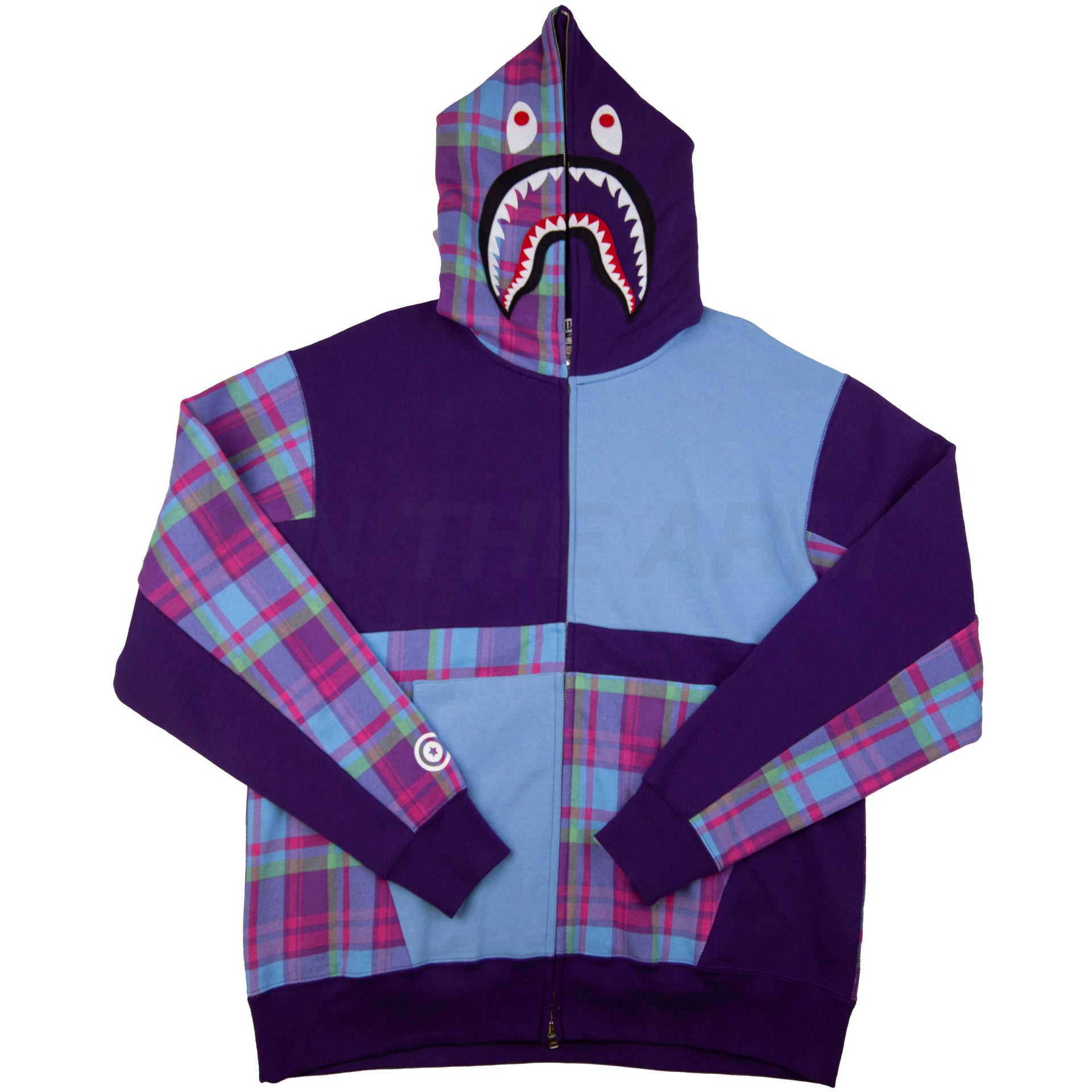 Bape Purple Plaid Shark Hoodie PRE-OWNED