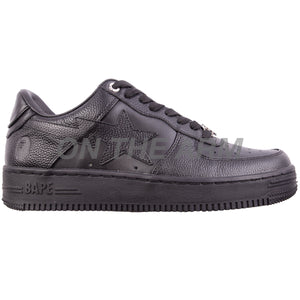 Bape Black Tumbled Leather Bapesta