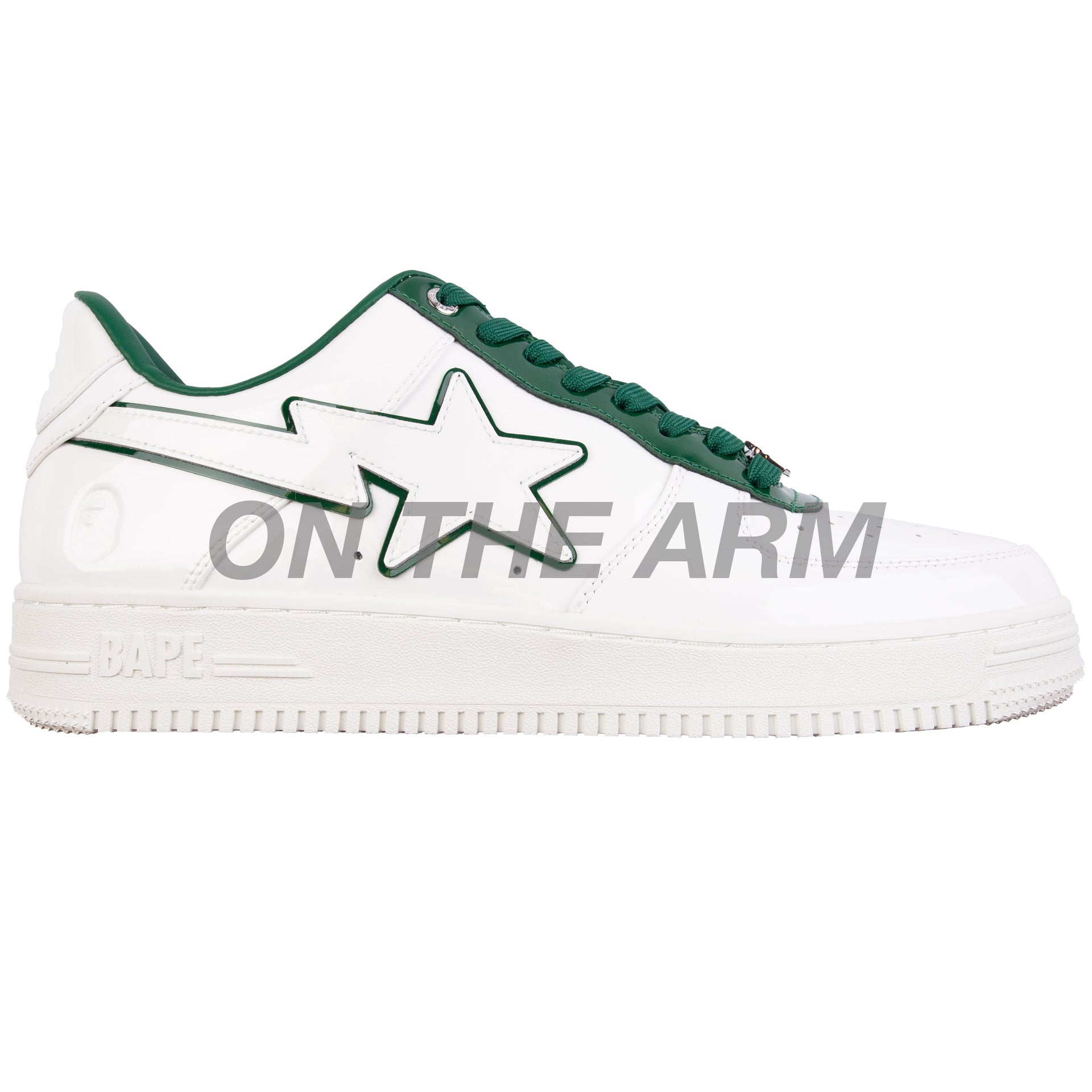 Bape White/Green Patent Leather Bapesta