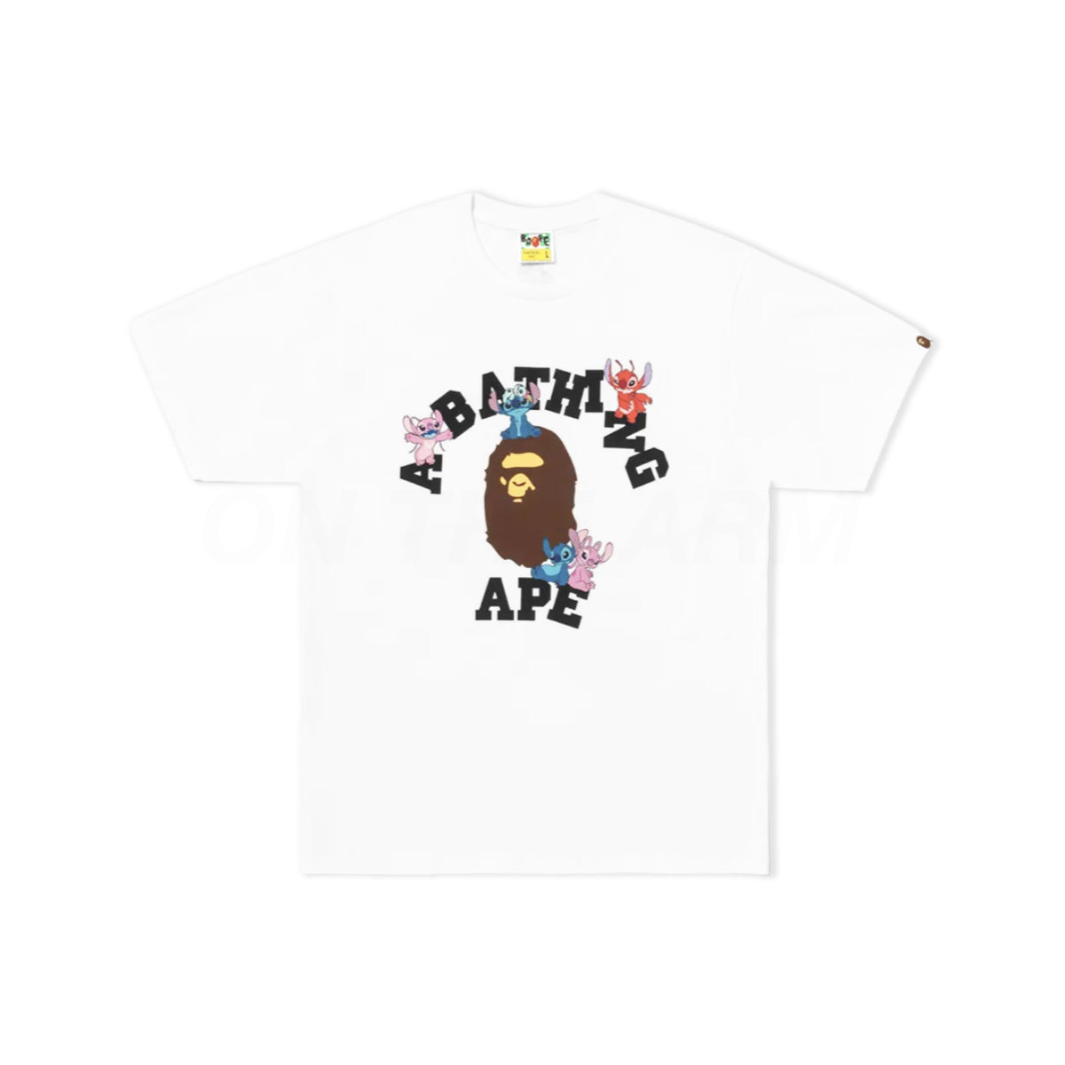 Bape White Stitch And Friends College Tee