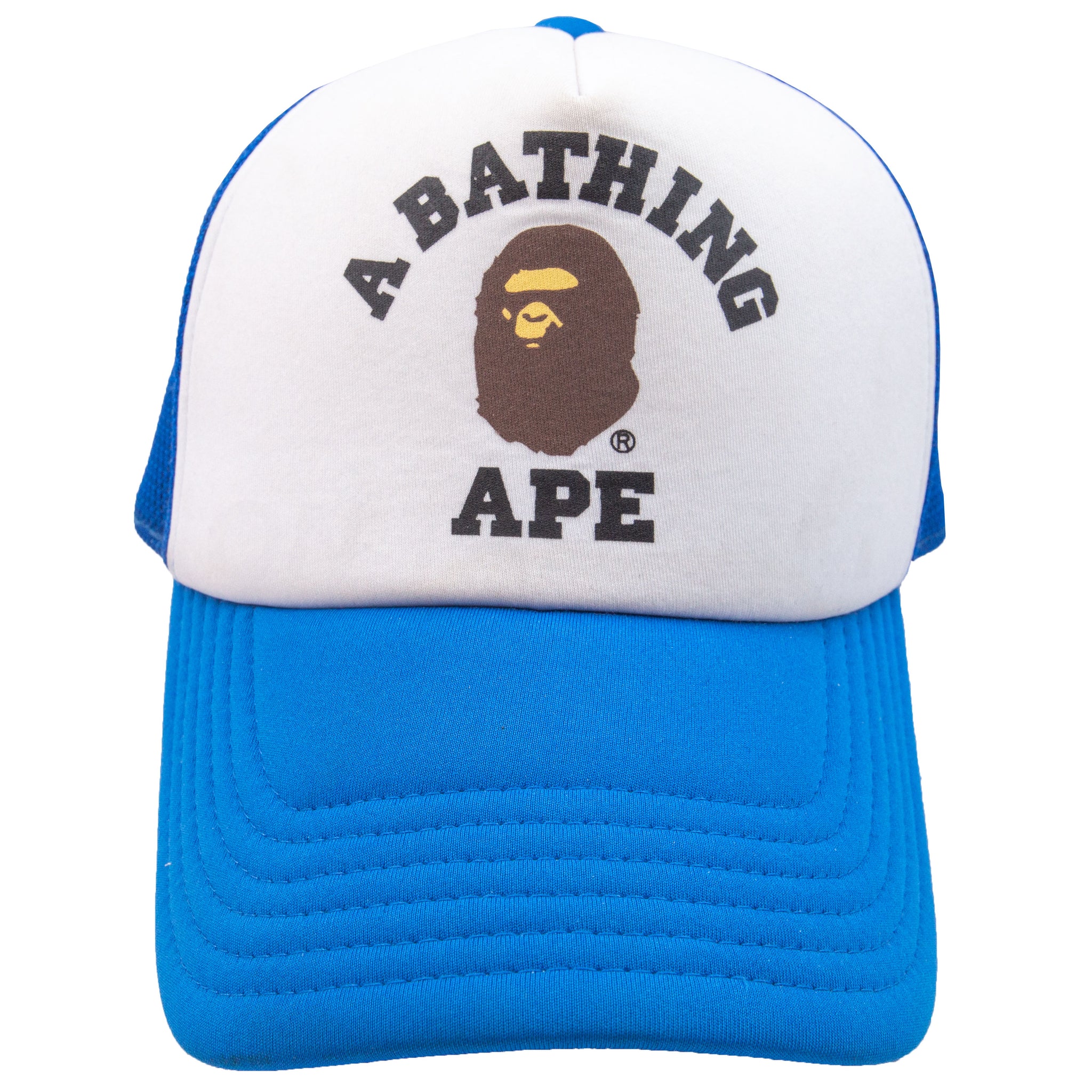 Bape Blue College Trucker Hat PRE-OWNED