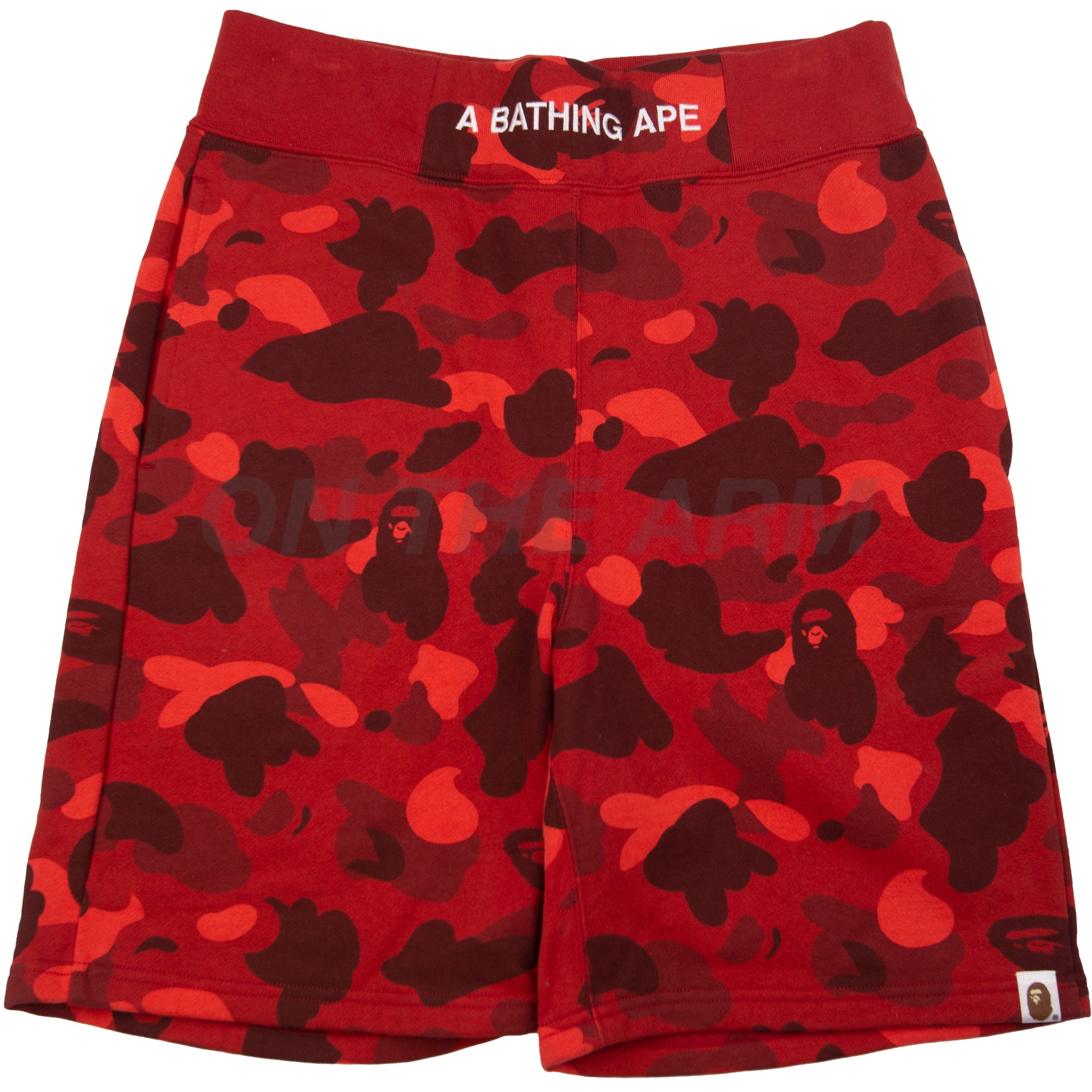 Bape Red Color Camo Sweat Shorts PRE-OWNED