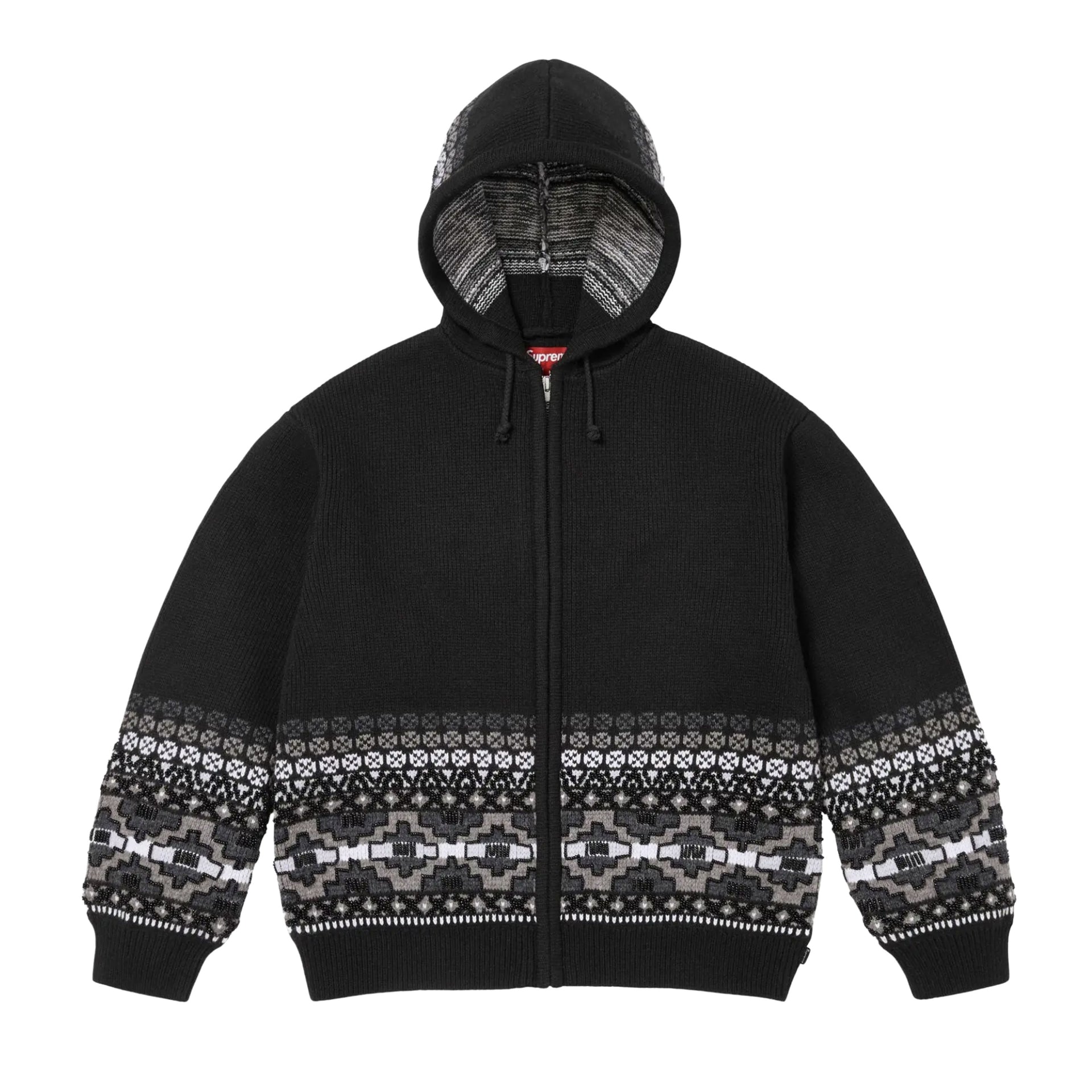 Supreme Black FW25 Beaded Zip Up Hoodie