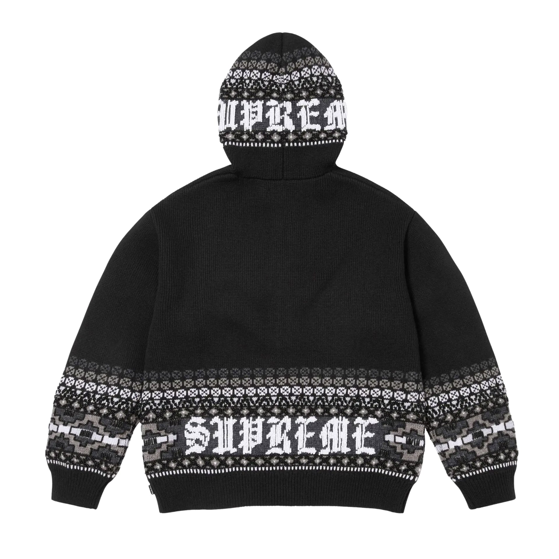 Supreme Black FW25 Beaded Zip Up Hoodie