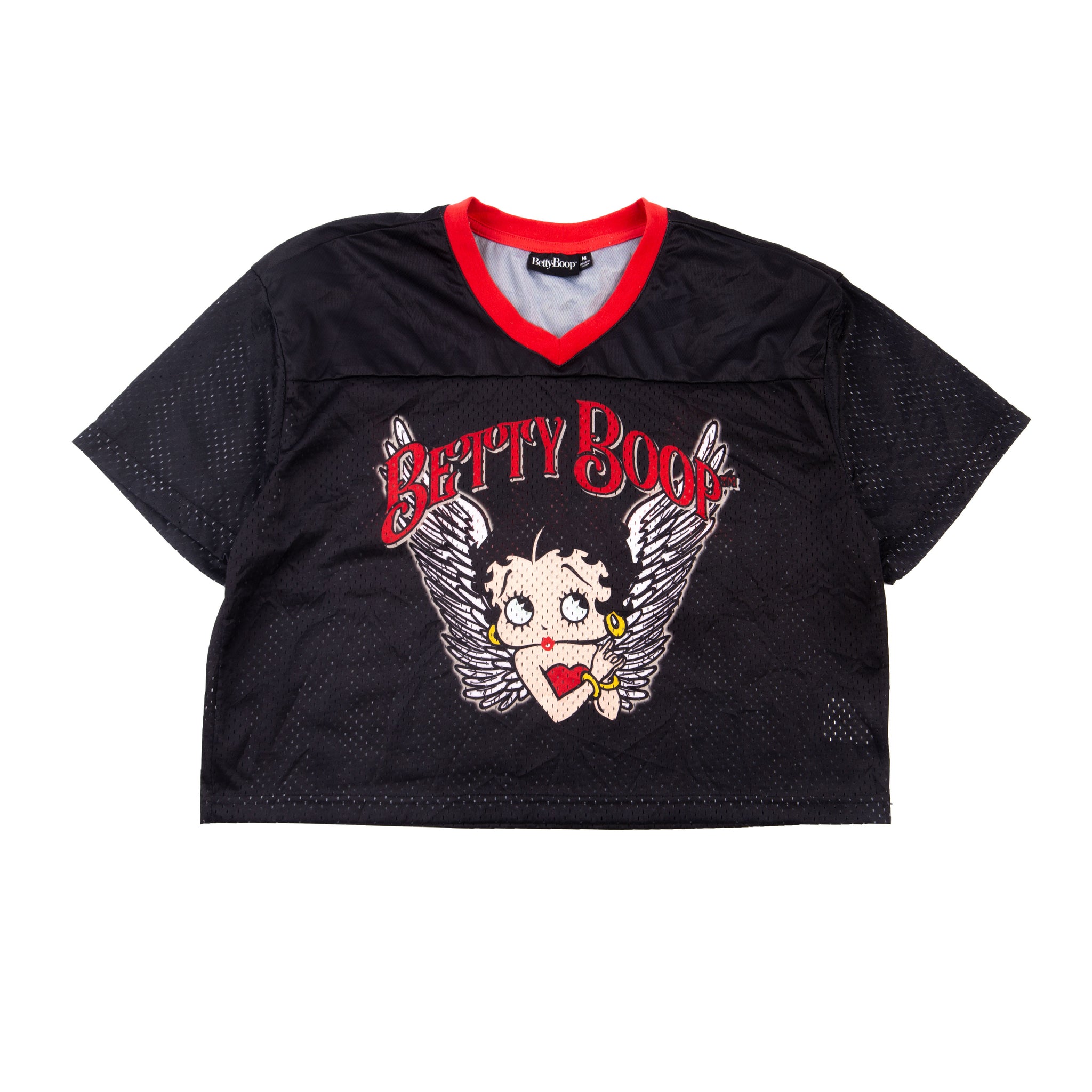 Betty Boop Black Mesh Cropped Women's Jersey PRE-OWNED