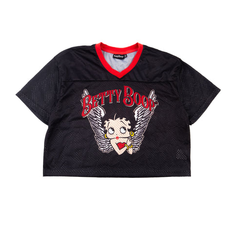 Betty Boop Black Mesh Cropped Women's Jersey PRE-OWNED