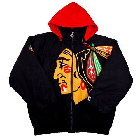 Vintage Black Chicago Blackhawks Starter Jacket (1990's)
