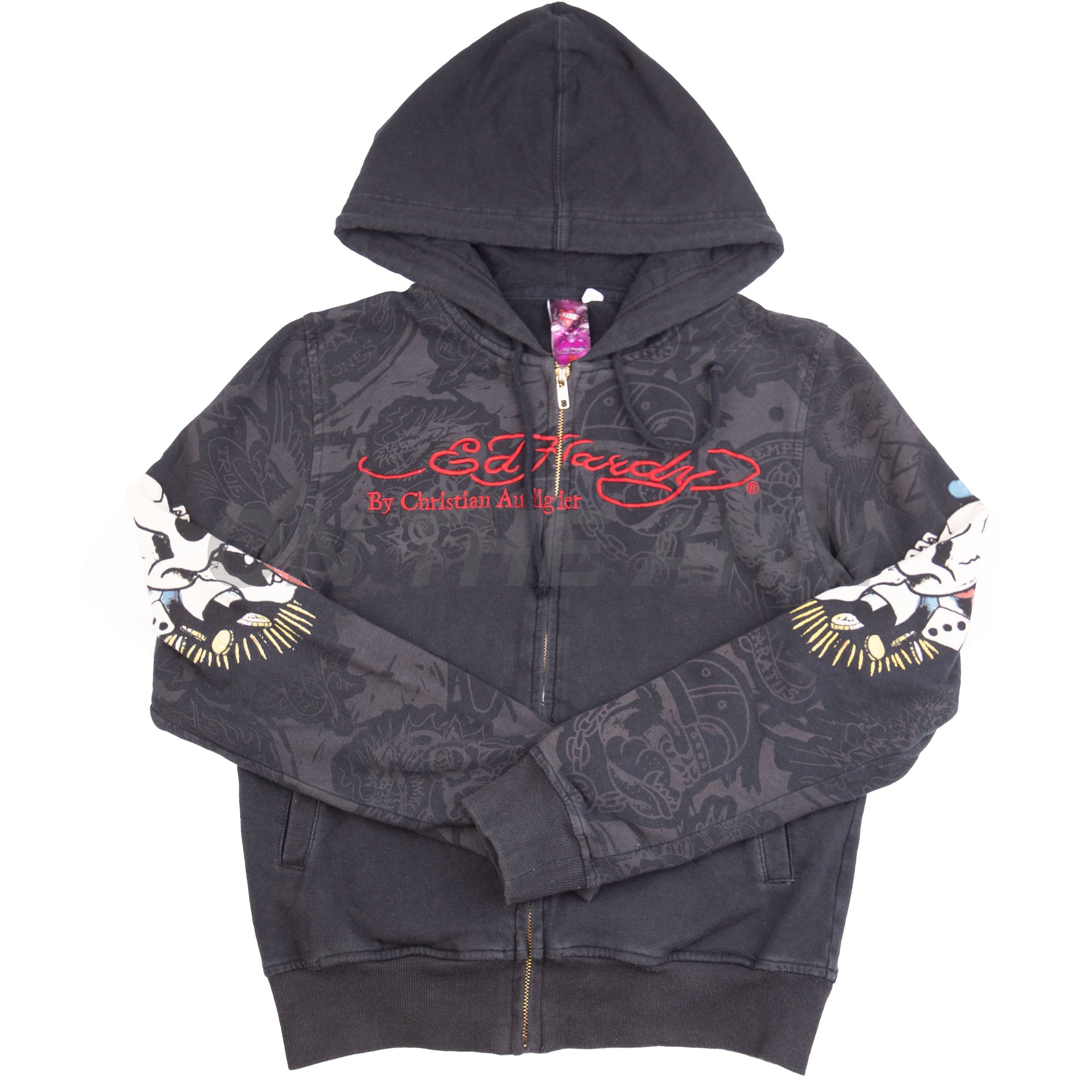 Vintage Women's Black Ed Hardy Skull Zip Up (2000's)