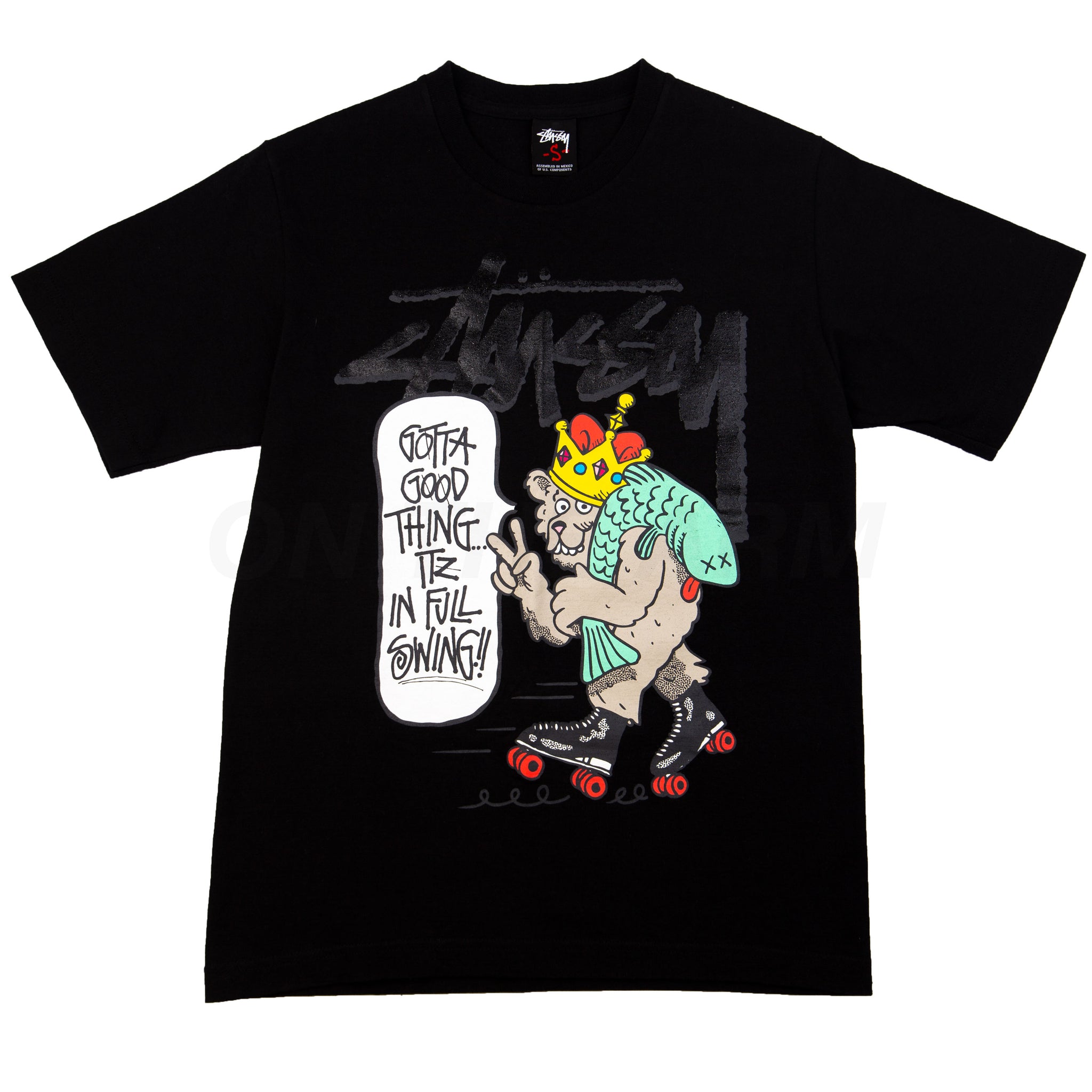 Stussy Black Full Swing Tee (2000's) PRE OWNED