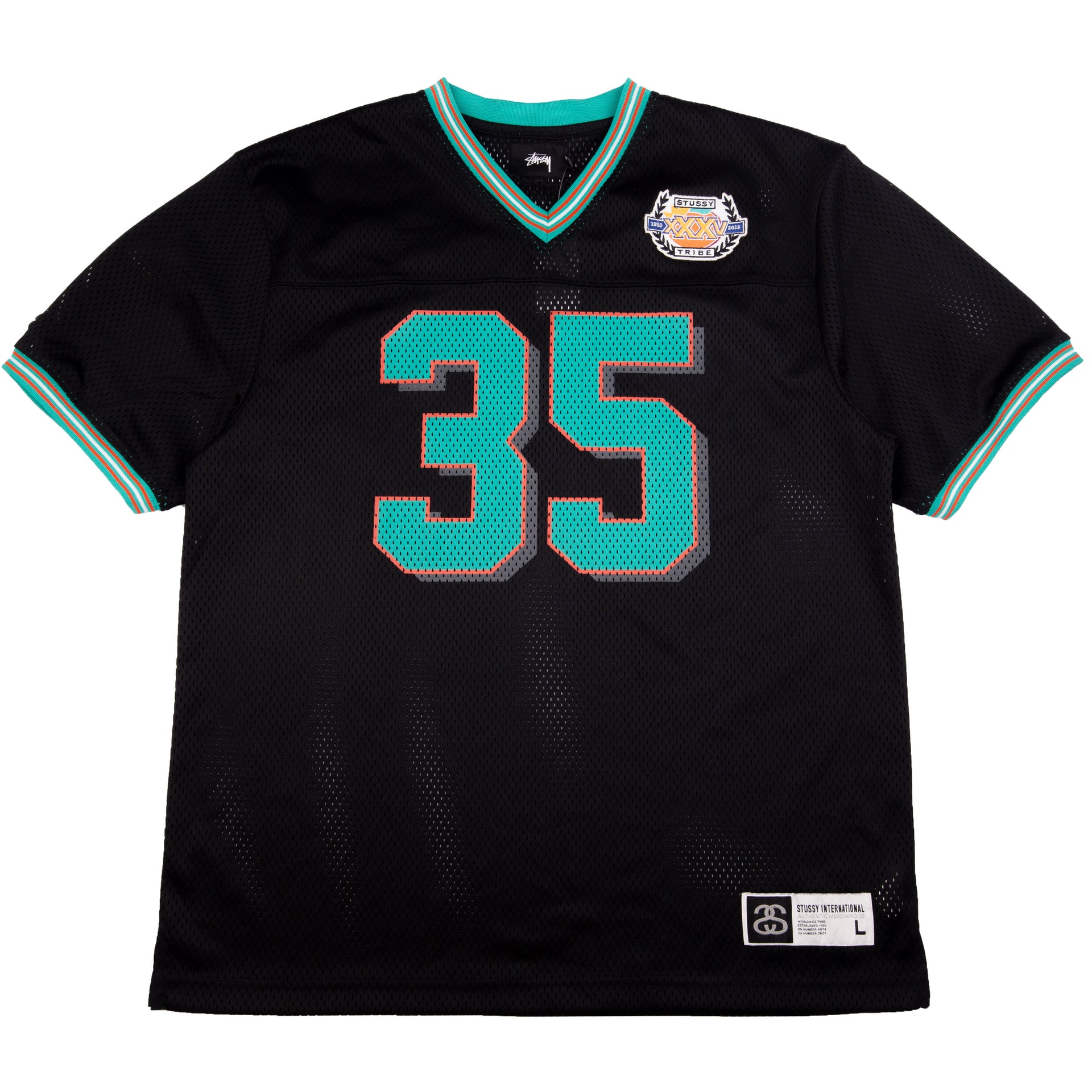 Stussy Black 35th Year Anniversary Football Jersey