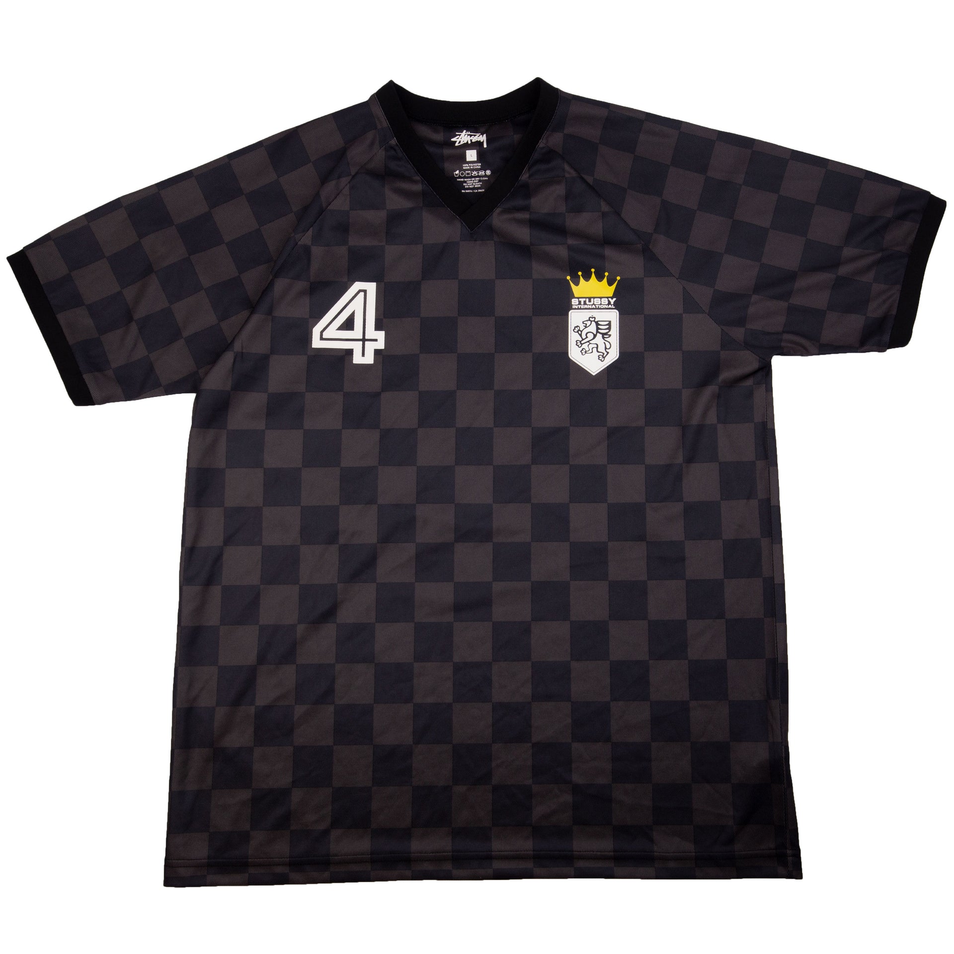 Stussy Black Checkered Soccer Jersey PRE-OWNED