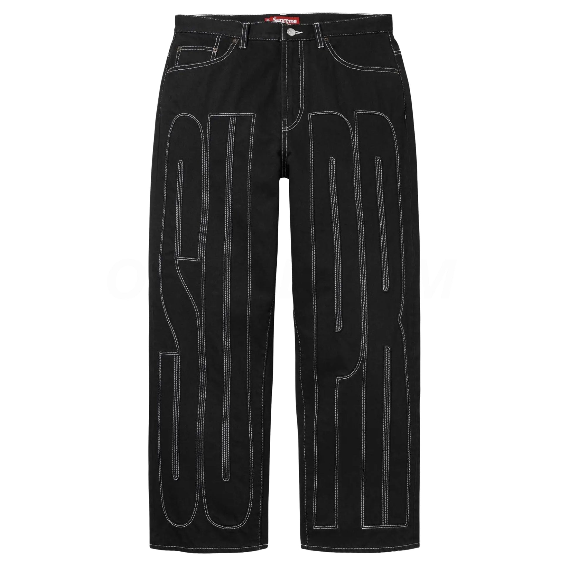 Supreme Black Spellout Baggy Jeans