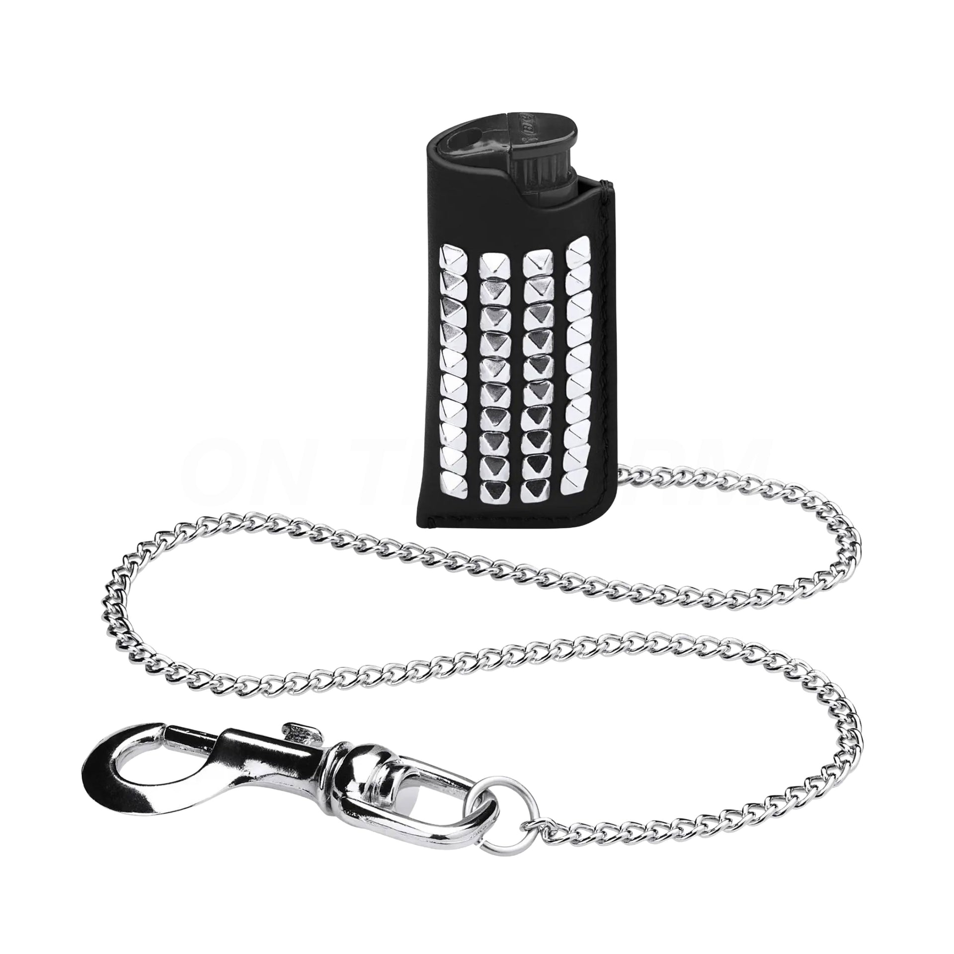 Supreme Black Studded Leather Lighter Holder