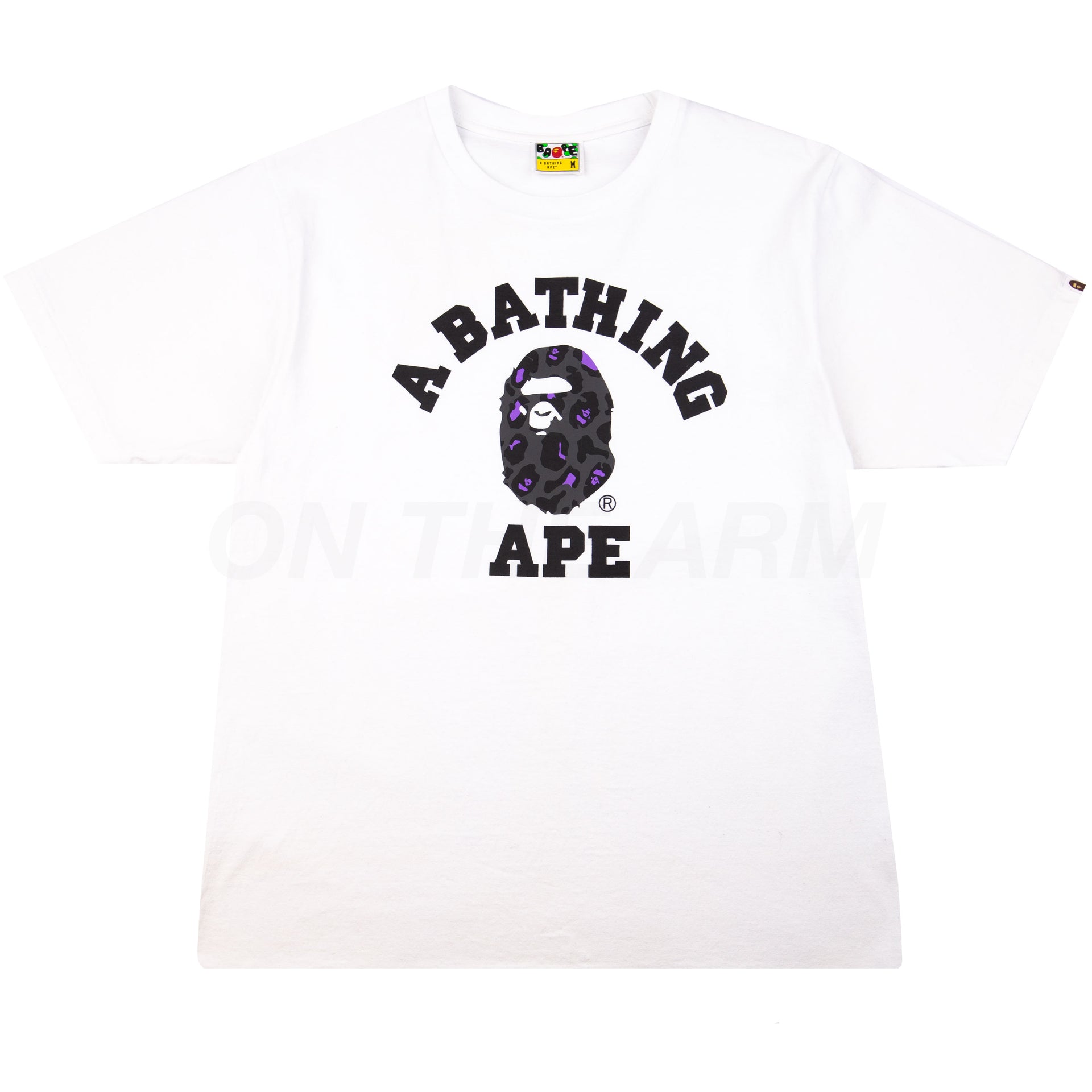 Bape White/Black Leopard Camo College Tee PRE-OWNED