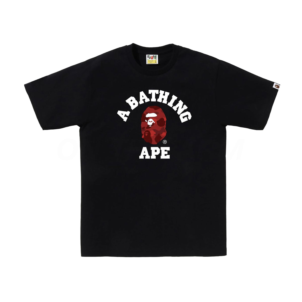 Bape Black/Red Color Camo College Tee
