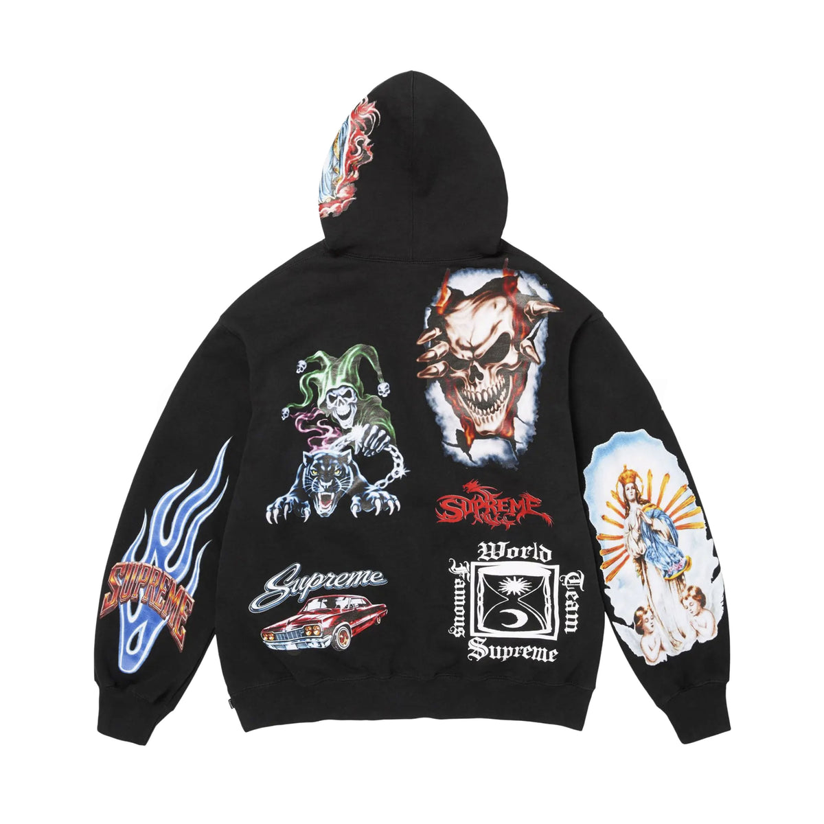 Supreme Black Stickers Hoodie