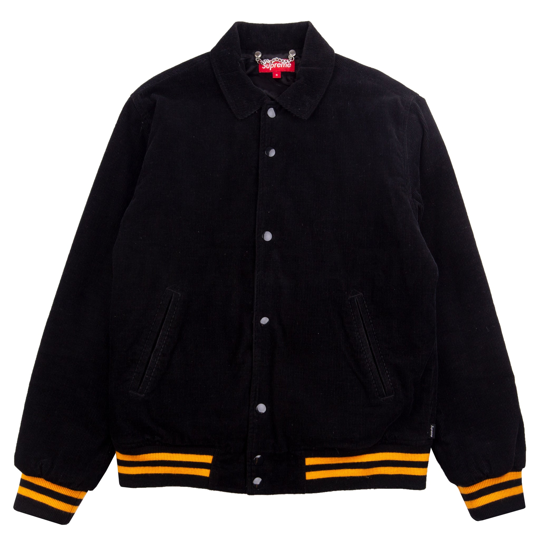 Supreme Black Corduroy Varsity Jacket PRE-OWNED