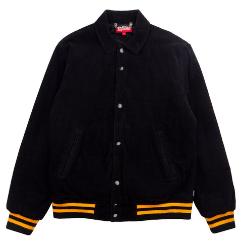 Supreme Black Corduroy Varsity Jacket PRE-OWNED