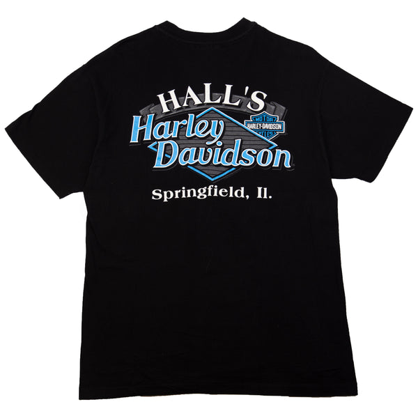 Vintage Black/Blue Harley Davidson Flame Tee (1993)