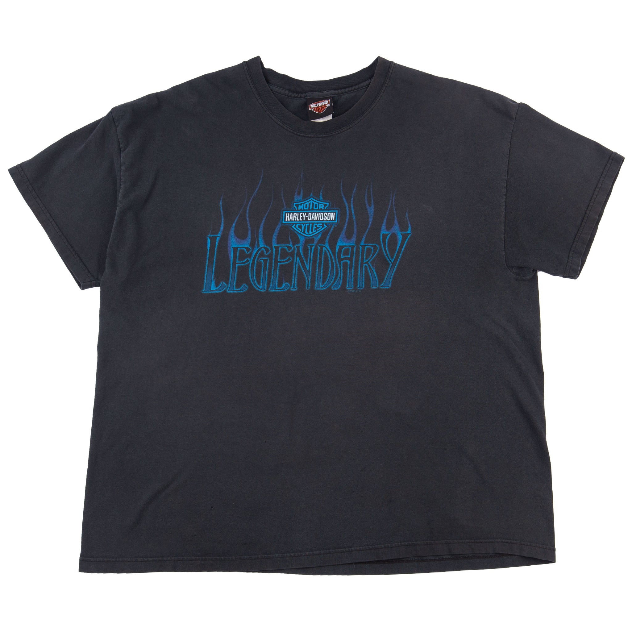Vintage Black Harley Davidson Legendary Blue Flame Tee (2000's)