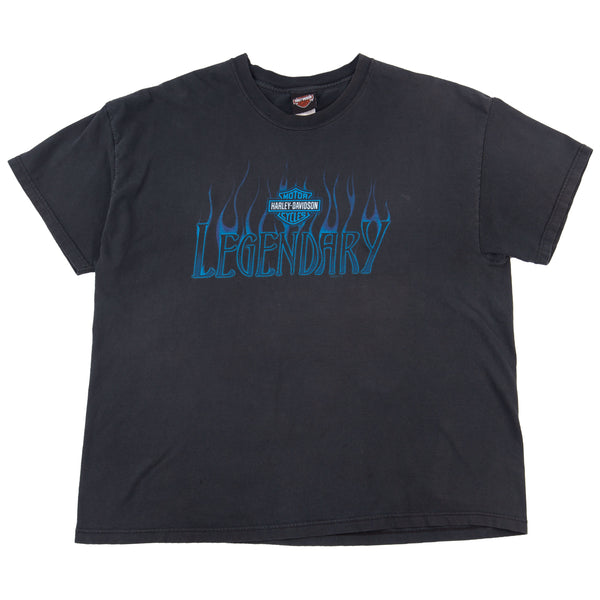 Vintage Black Harley Davidson Legendary Blue Flame Tee (2000's)