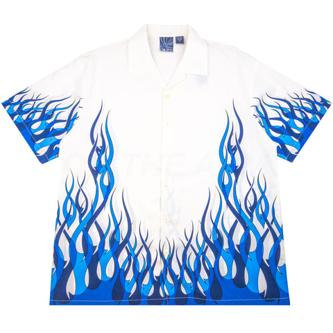 Vintage White/Blue Flame C-Two Y2K Button Up (2000's)